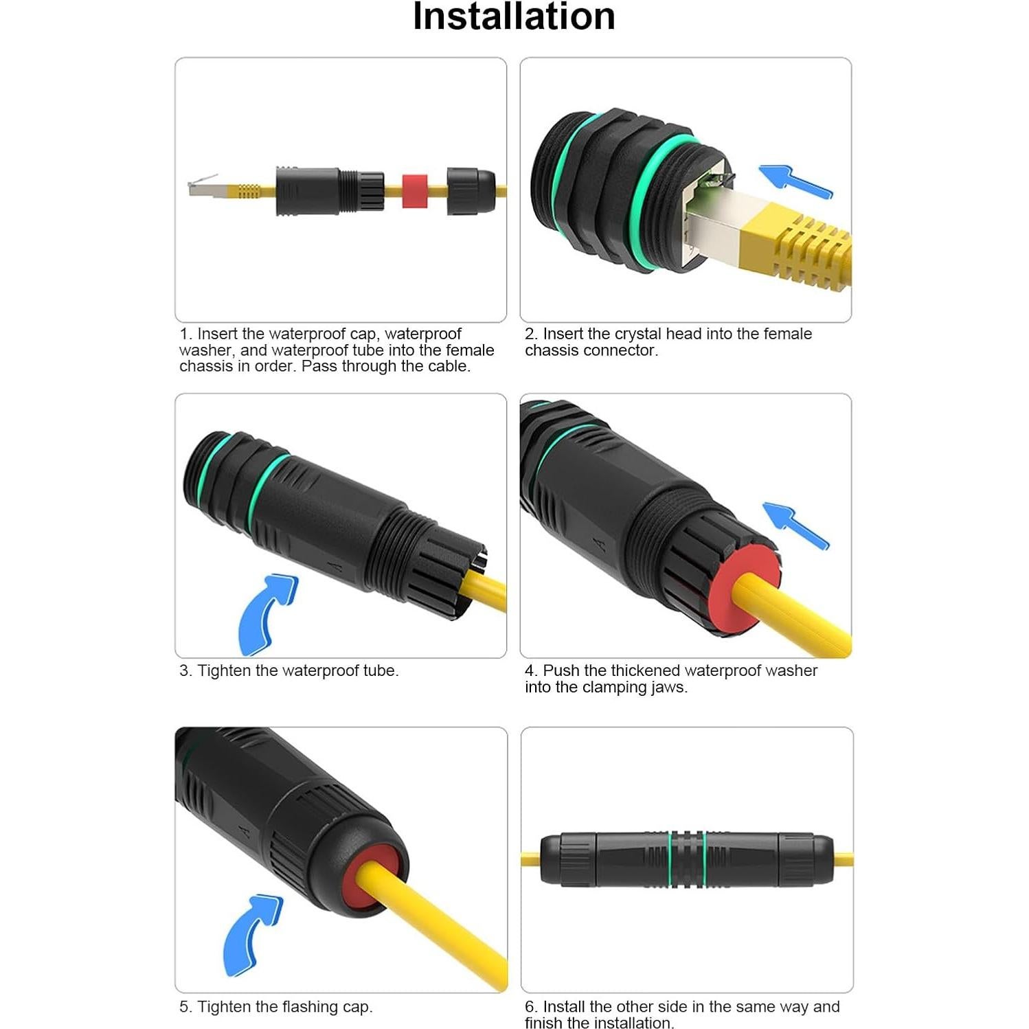 Adaptador de Extensión RJ45 Hembrado Zopsc CAT6 IP68 para Exterior