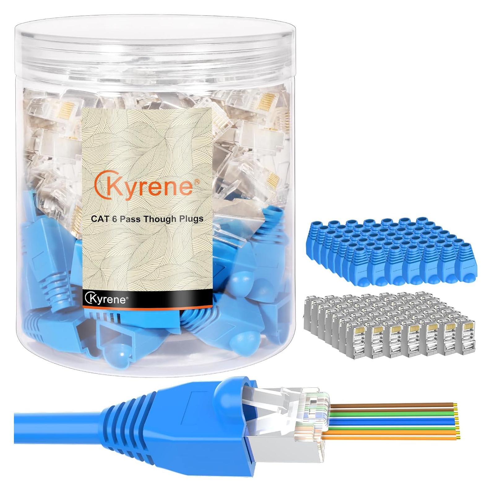 Conectores RJ45 Pasante Blindados Kyrene Cat6 50PCS