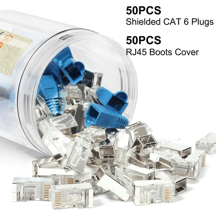 Conectores RJ45 Pasante Blindados Kyrene Cat6 50PCS