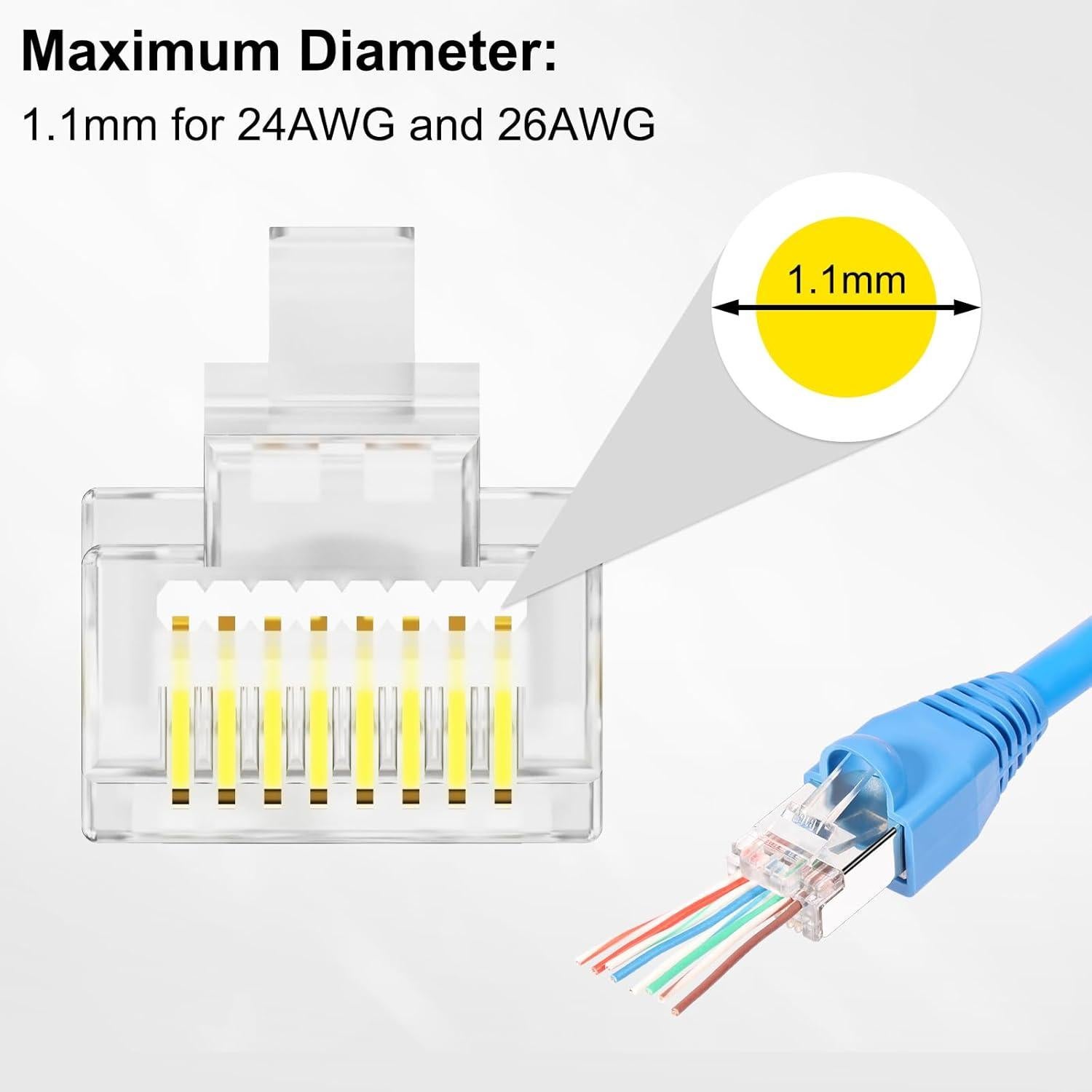 Conectores RJ45 Pasante Blindados Kyrene Cat6 50PCS