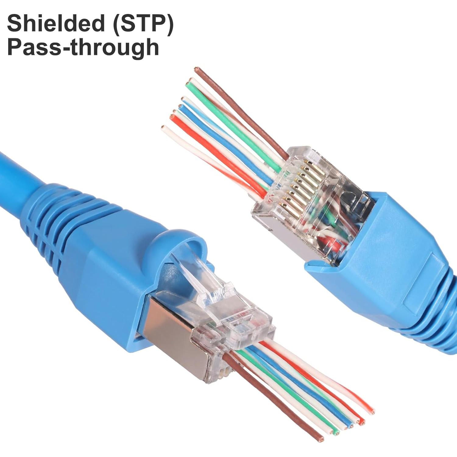 Conectores RJ45 Pasante Blindados Kyrene Cat6 50PCS