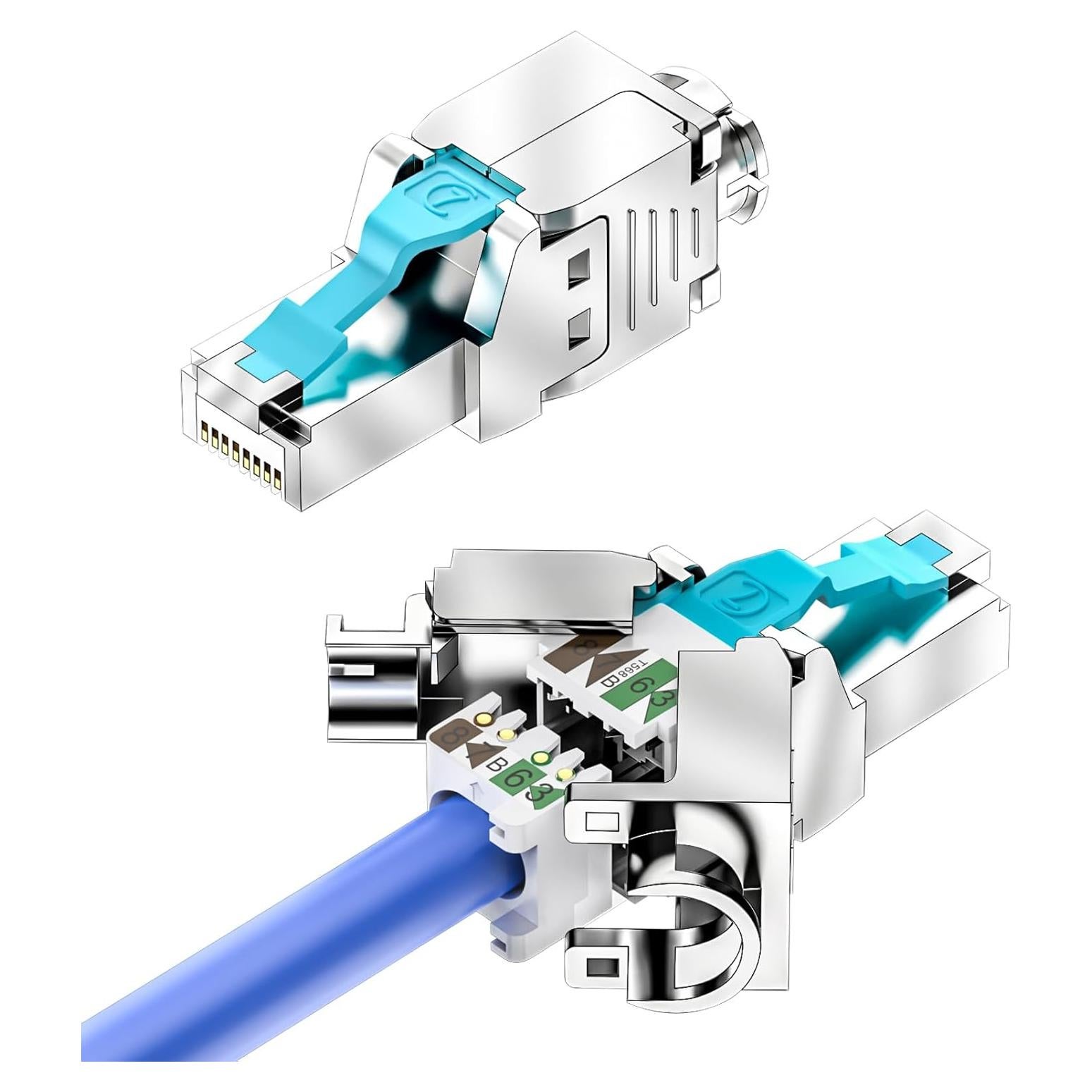 Conectores RJ45 Sin Herramienta CNCOB 10Gbps Cat6 Cat7 2Pcs