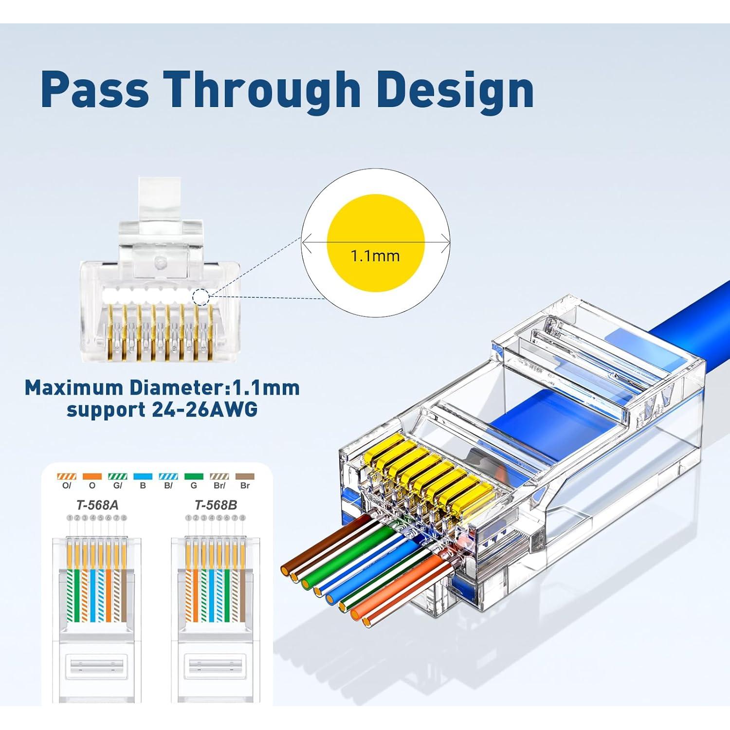 200 Conectores RJ45 Cat 6 NataLink para Cable UTP 24-26 AWG