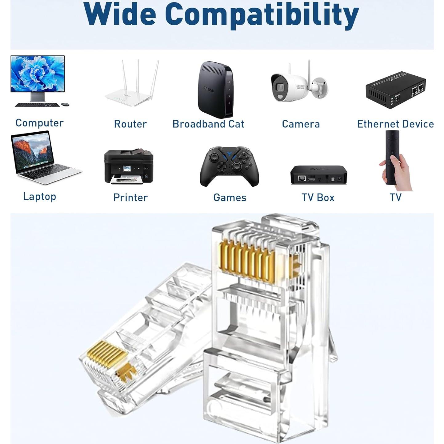200 Conectores RJ45 Cat 6 NataLink para Cable UTP 24-26 AWG
