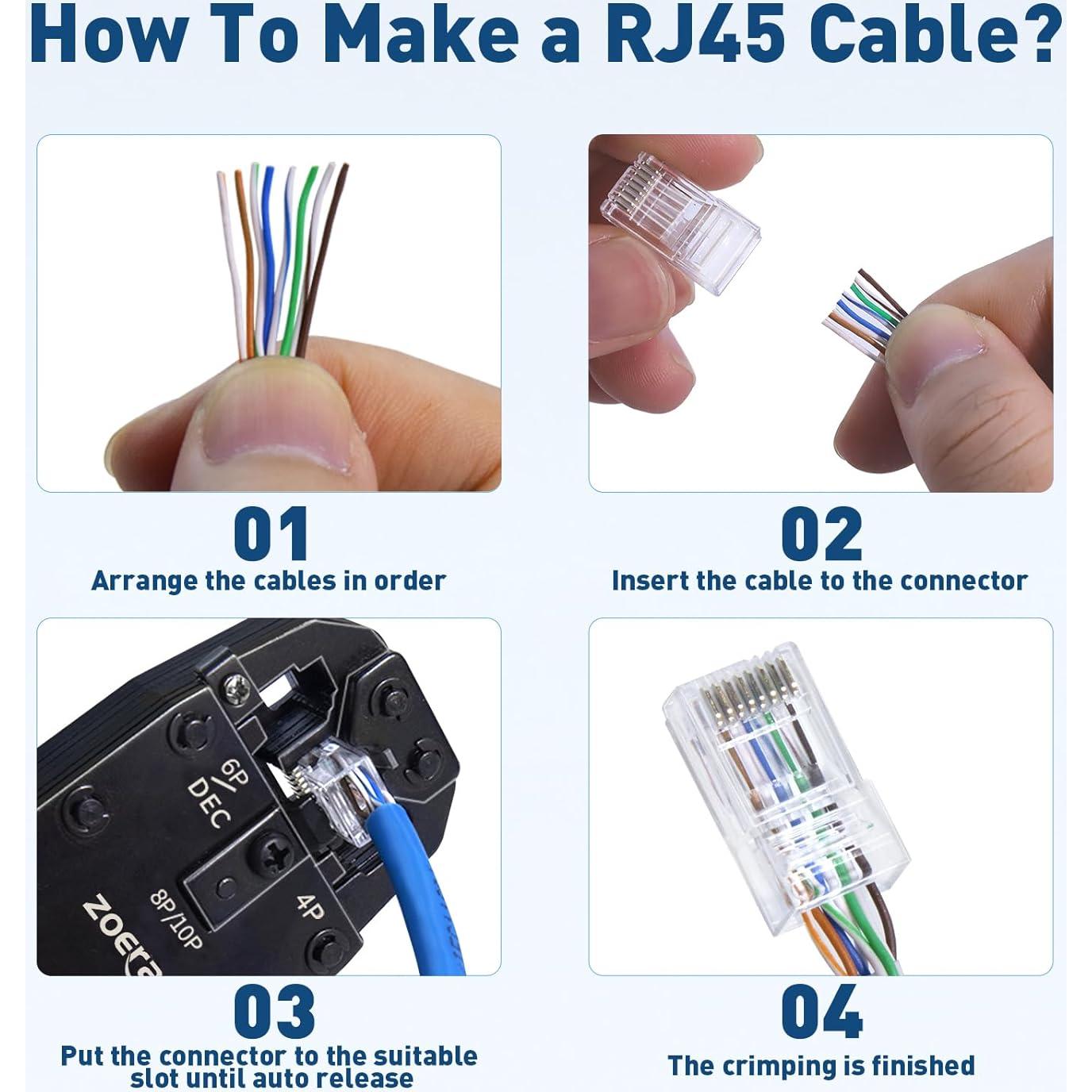 200 Conectores RJ45 Cat 6 NataLink para Cable UTP 24-26 AWG