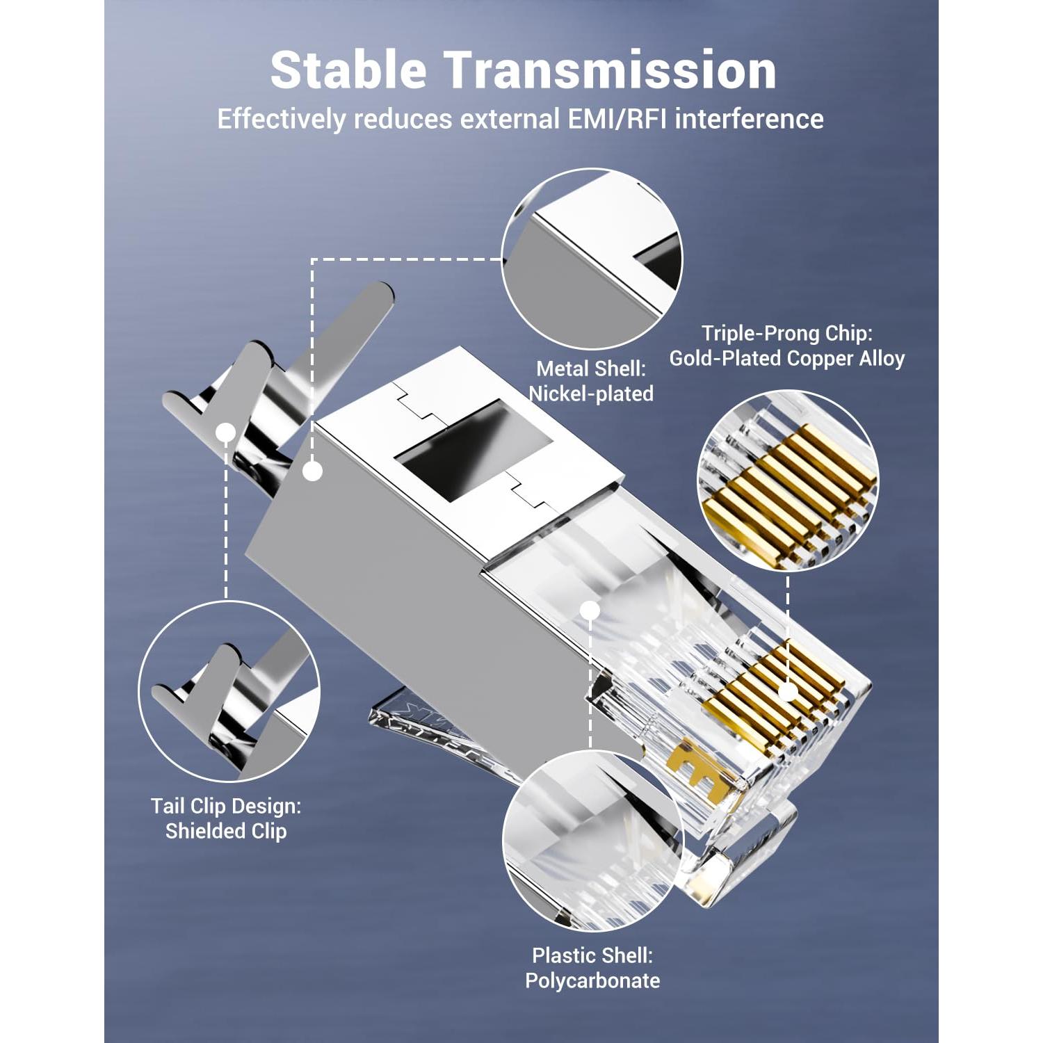 Conectores RJ45 VCE CAT7/CAT6A Paquete de 30 Blindados