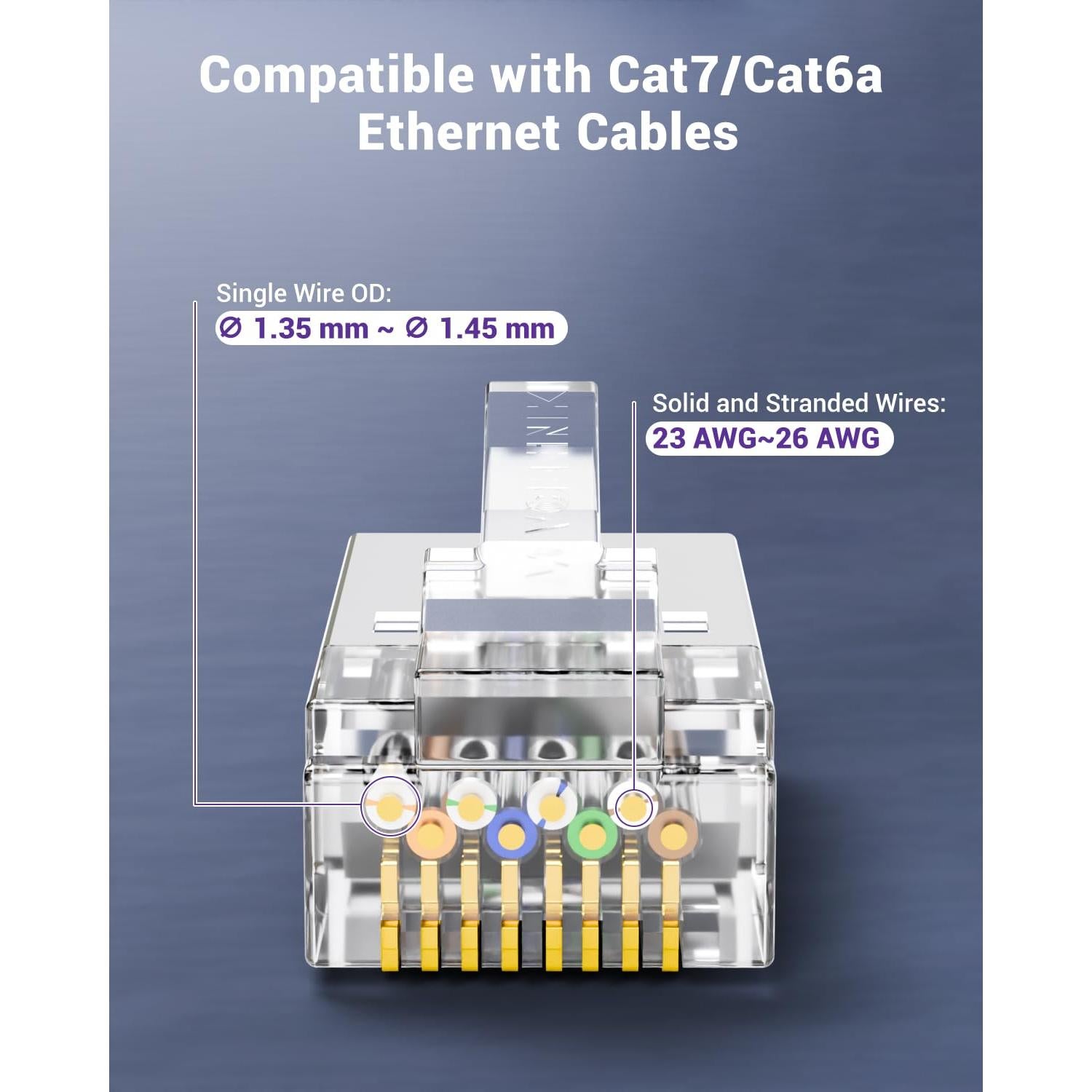 Conectores RJ45 VCE CAT7/CAT6A Paquete de 30 Blindados