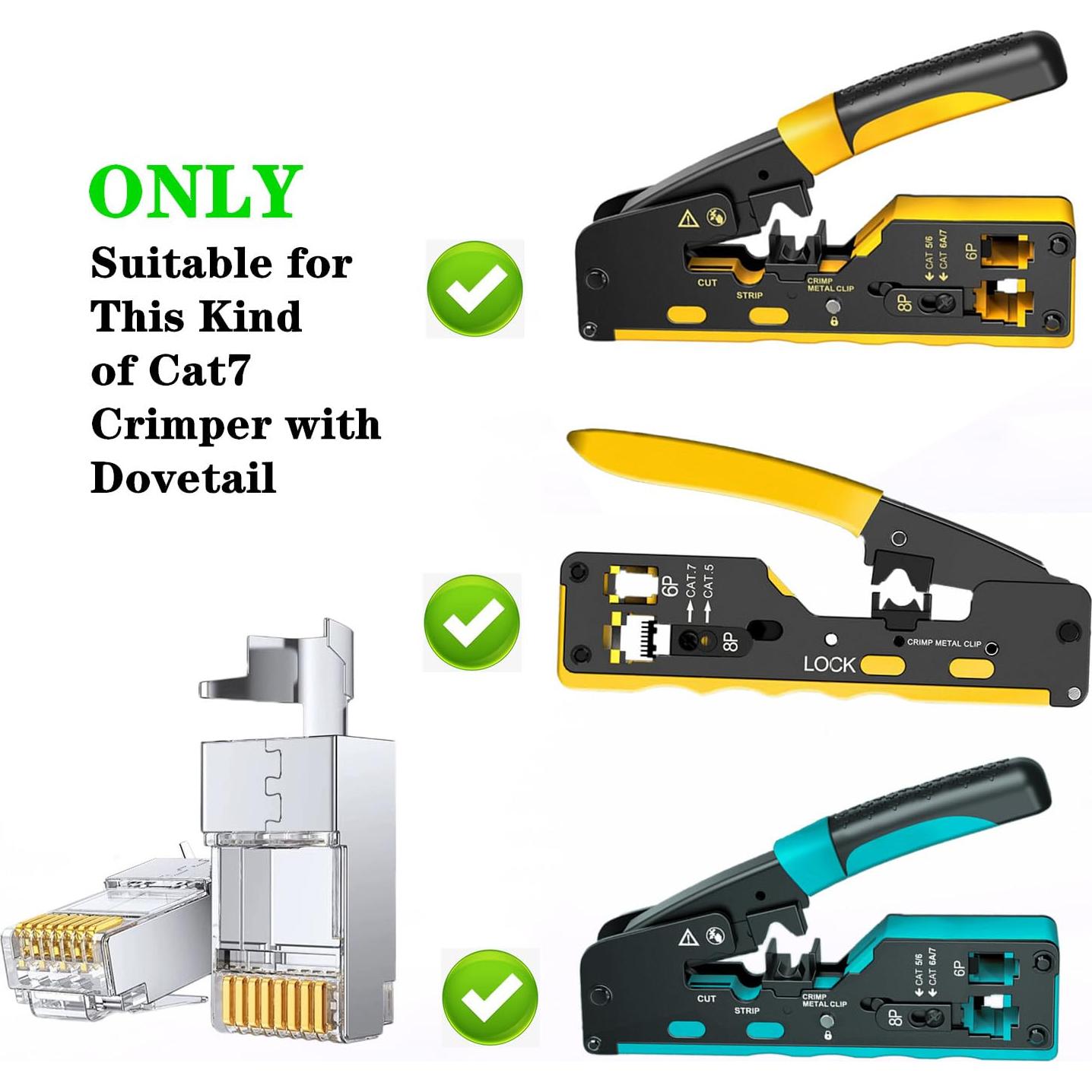 30 Conectores RJ45 Cat7 Cat6A Blindados + Botas de Alivio