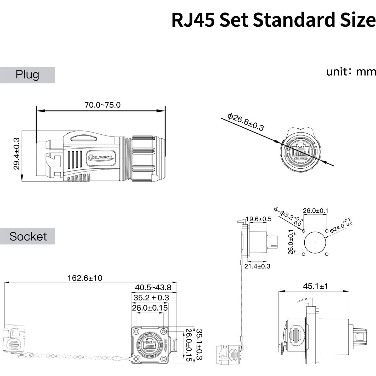 Conectores RJ45 CNLINKO BD-24 Doble Puerto IP68