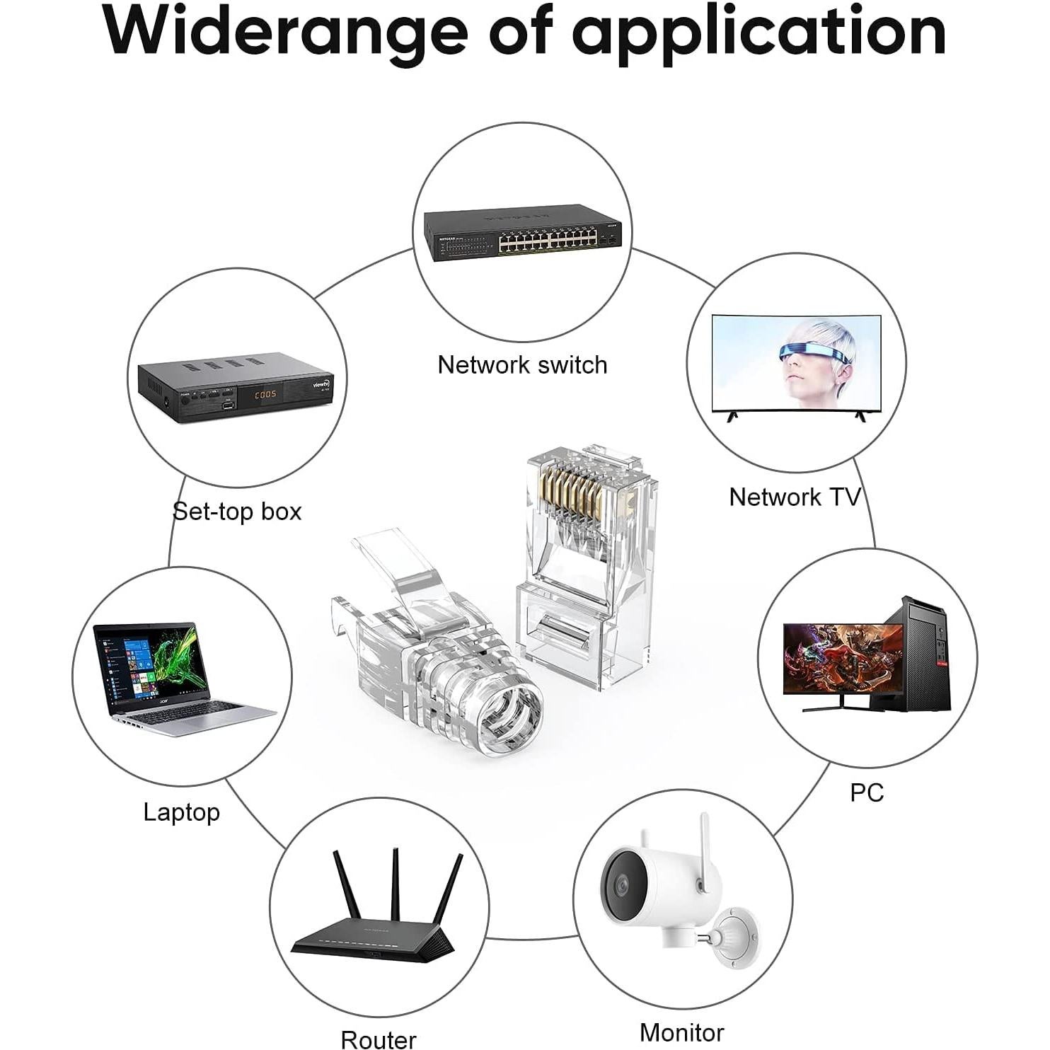 Conectores RJ45 CableCreation Cat6 50 Piezas con Botas Alivio