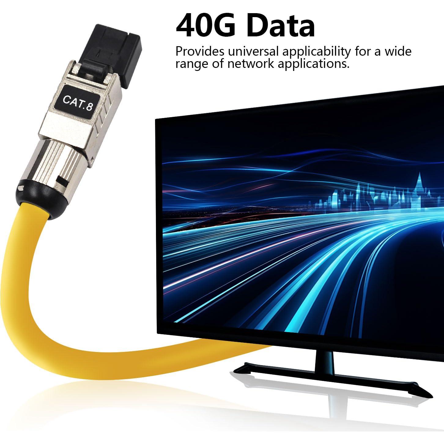 Conectores RJ45 Cat8 Blindados Sin Herramientas - Juego de 6