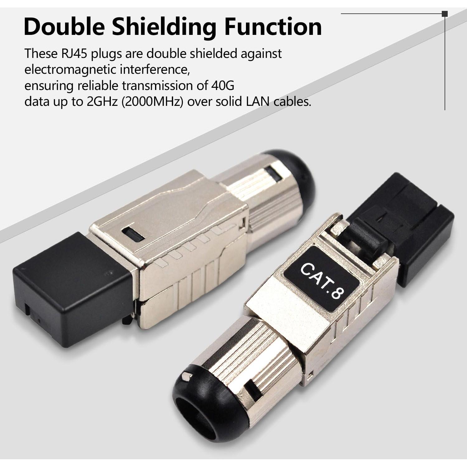 Conectores RJ45 Cat8 Blindados Sin Herramientas - Juego de 6