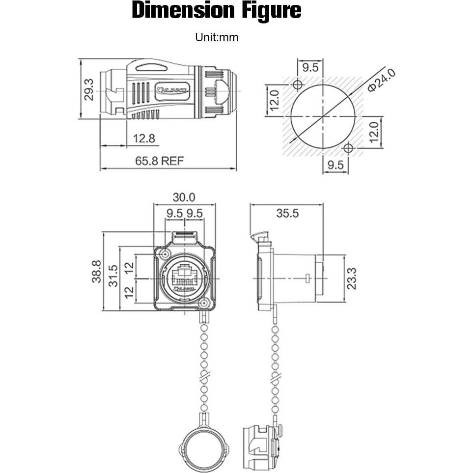 Conector RJ45 IP67 a Prueba de Agua Allaounion para Redes