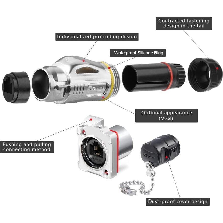 Conector RJ45 IP67 a Prueba de Agua Allaounion para Redes