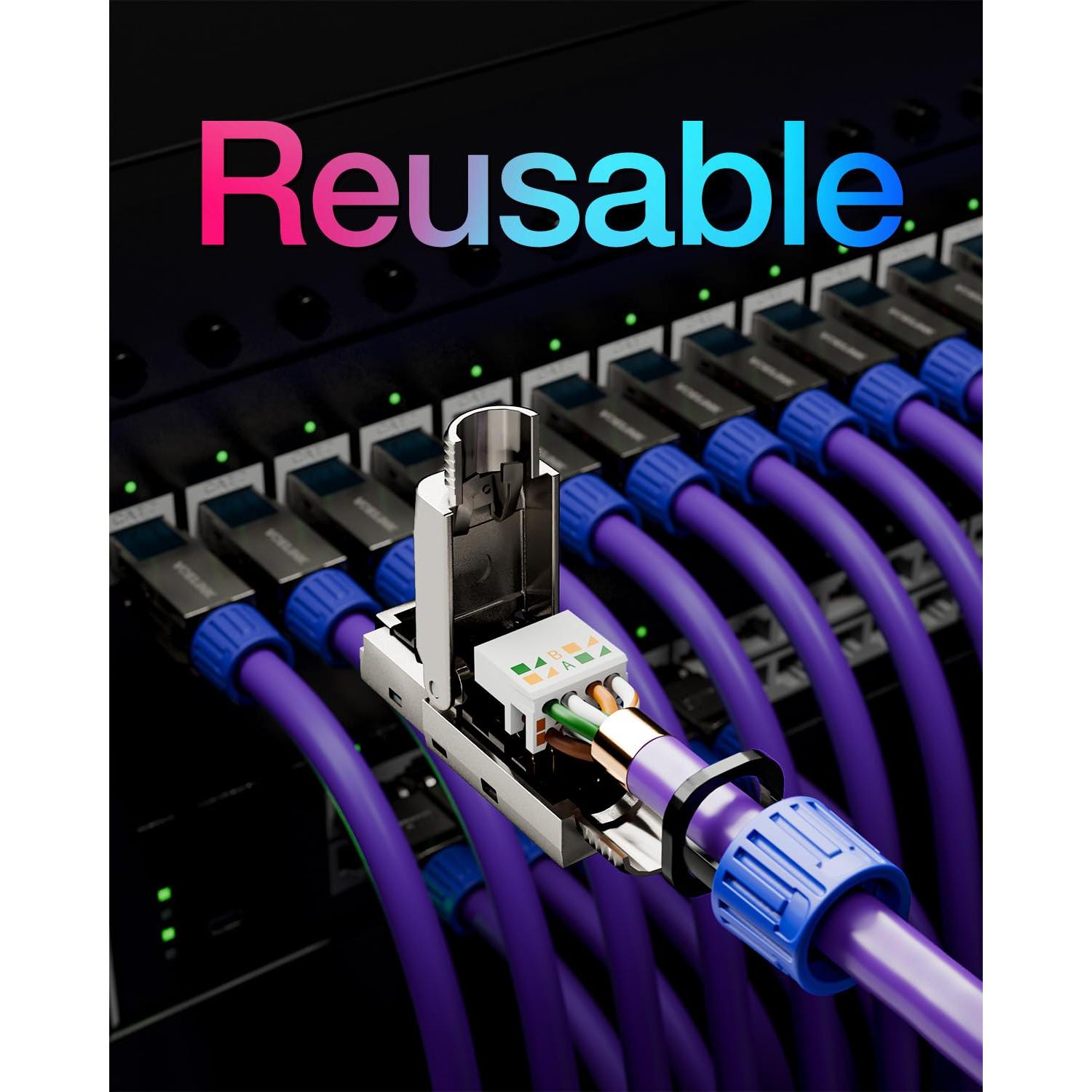 Conector RJ45 Sin Herramientas VCELINK Cat 7 Baño de Oro - Paquete de 2