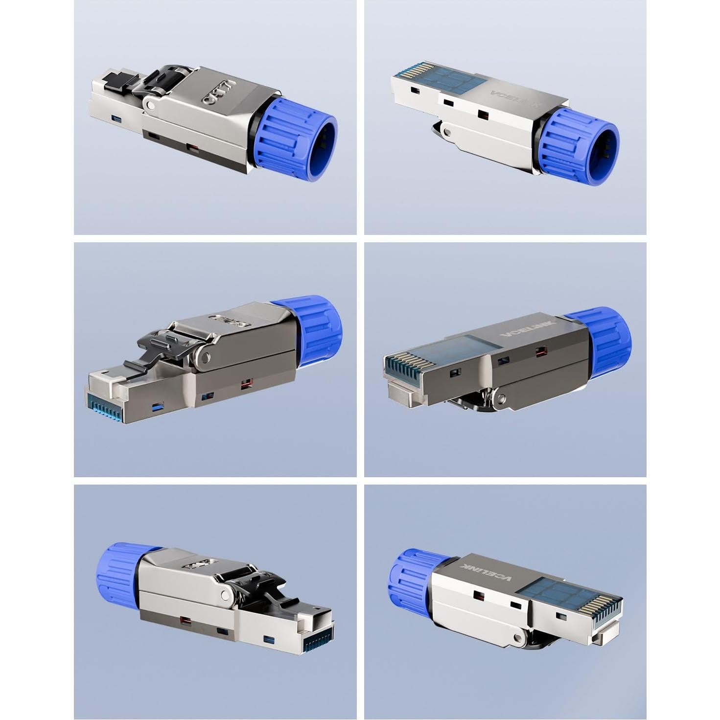 Conector RJ45 Sin Herramientas VCELINK Cat 7 Baño de Oro - Paquete de 2