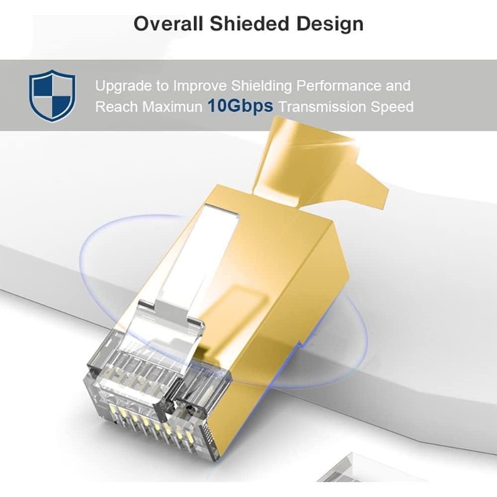 Conectores RJ45 Cat7 Cat6A ZOERAX 50 unidades blindados oro