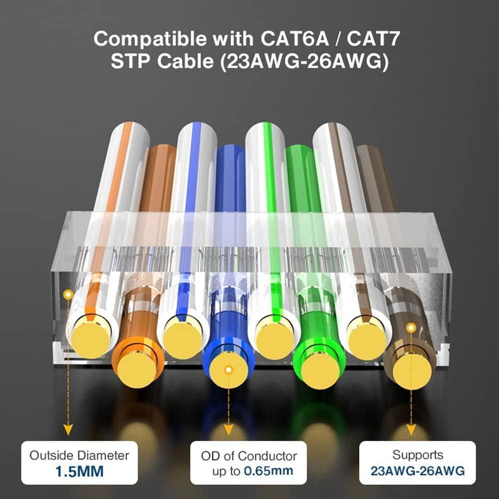 Conectores RJ45 Cat7 Cat6A ZOERAX 50 unidades blindados oro