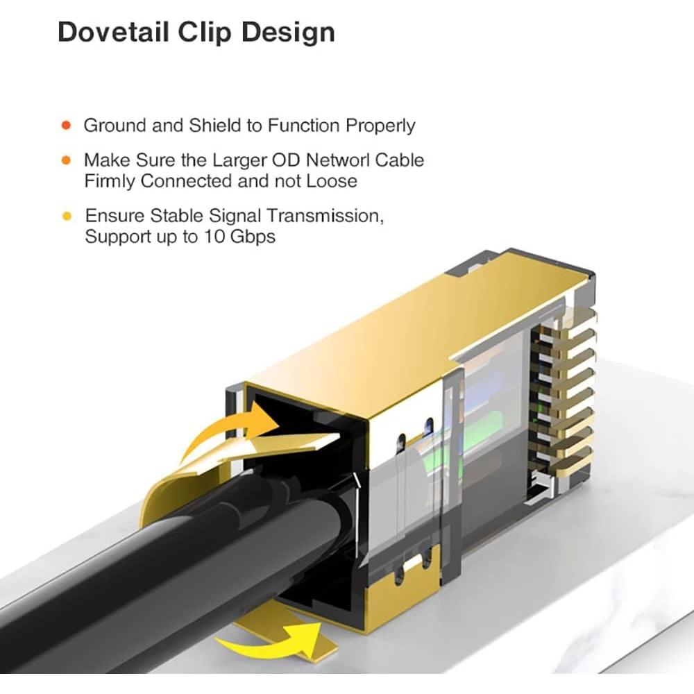 Conectores RJ45 Cat7 Cat6A ZOERAX 50 unidades blindados oro