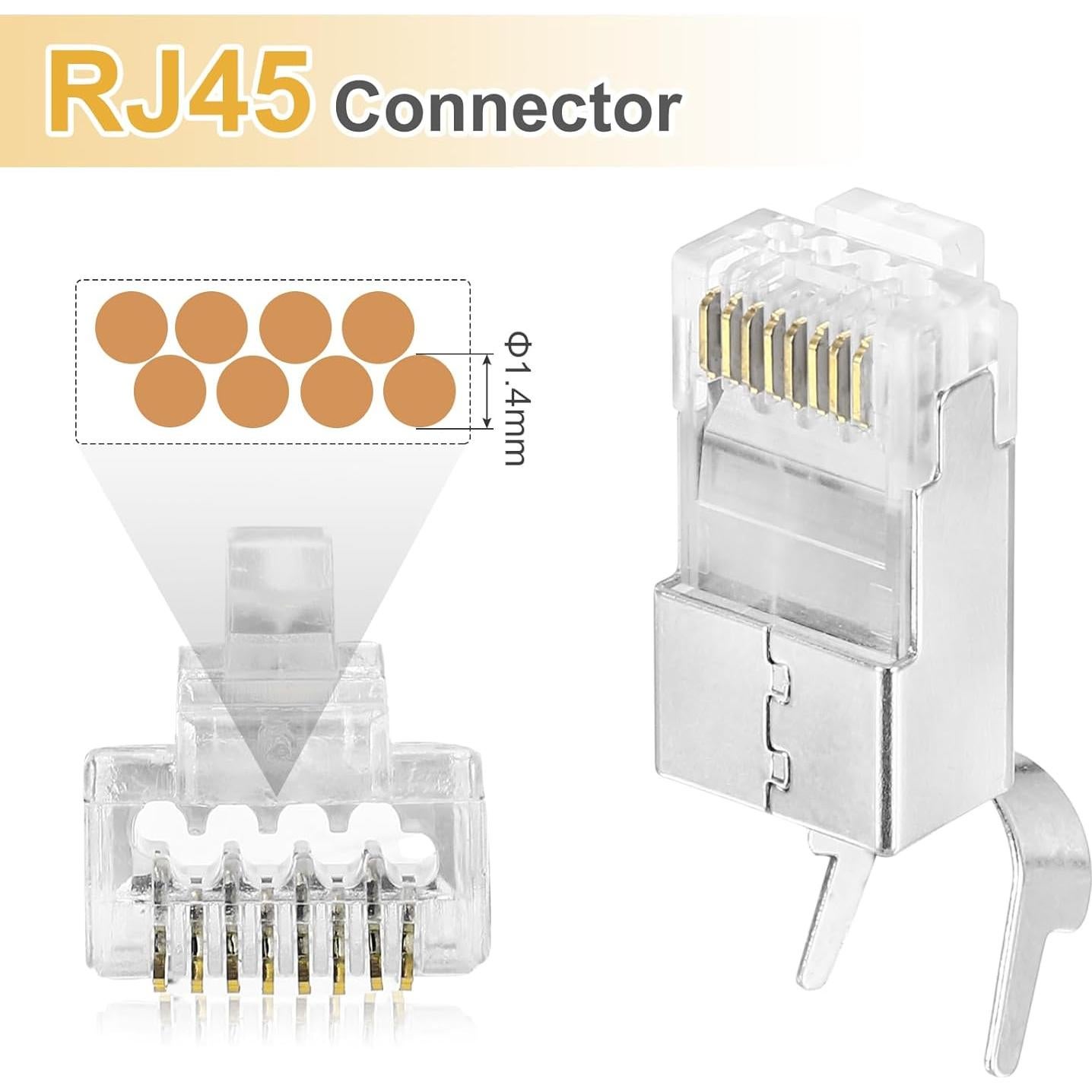 Conectores RJ45 Pasantes CAT7 MECCANIXITY 10pcs 23AWG