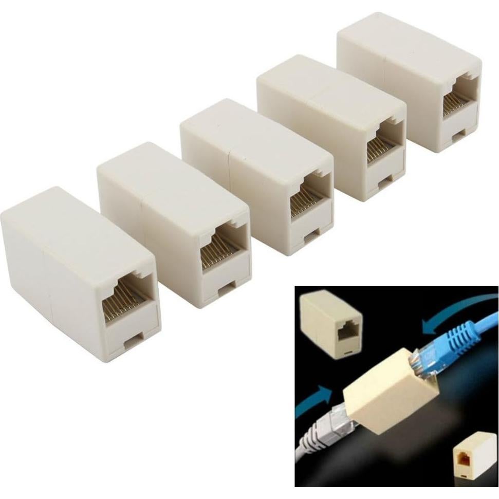 Acoplador RJ45 Hembra a Hembra VizGiz Cat5e - 5 Piezas