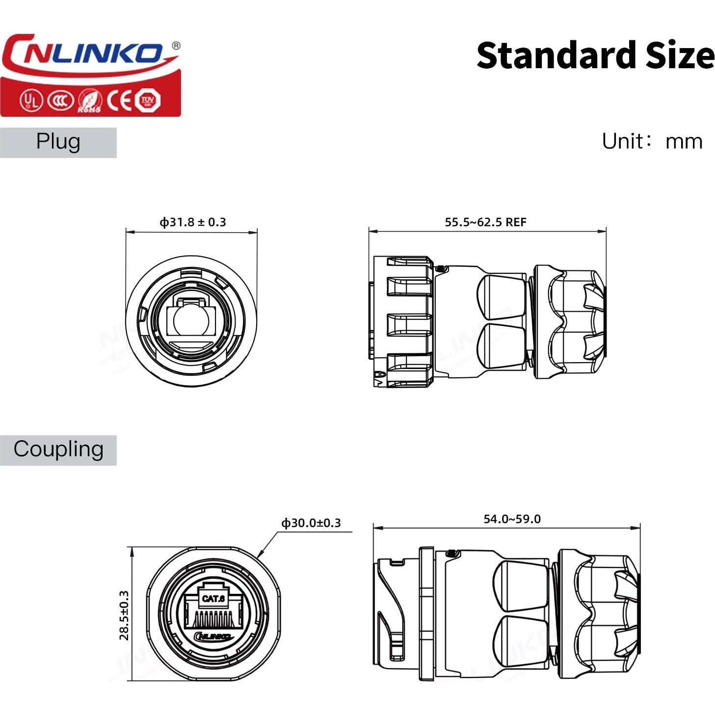 Conjunto de Conectores RJ45 CNLINKO YM-20 Impermeables CAT6