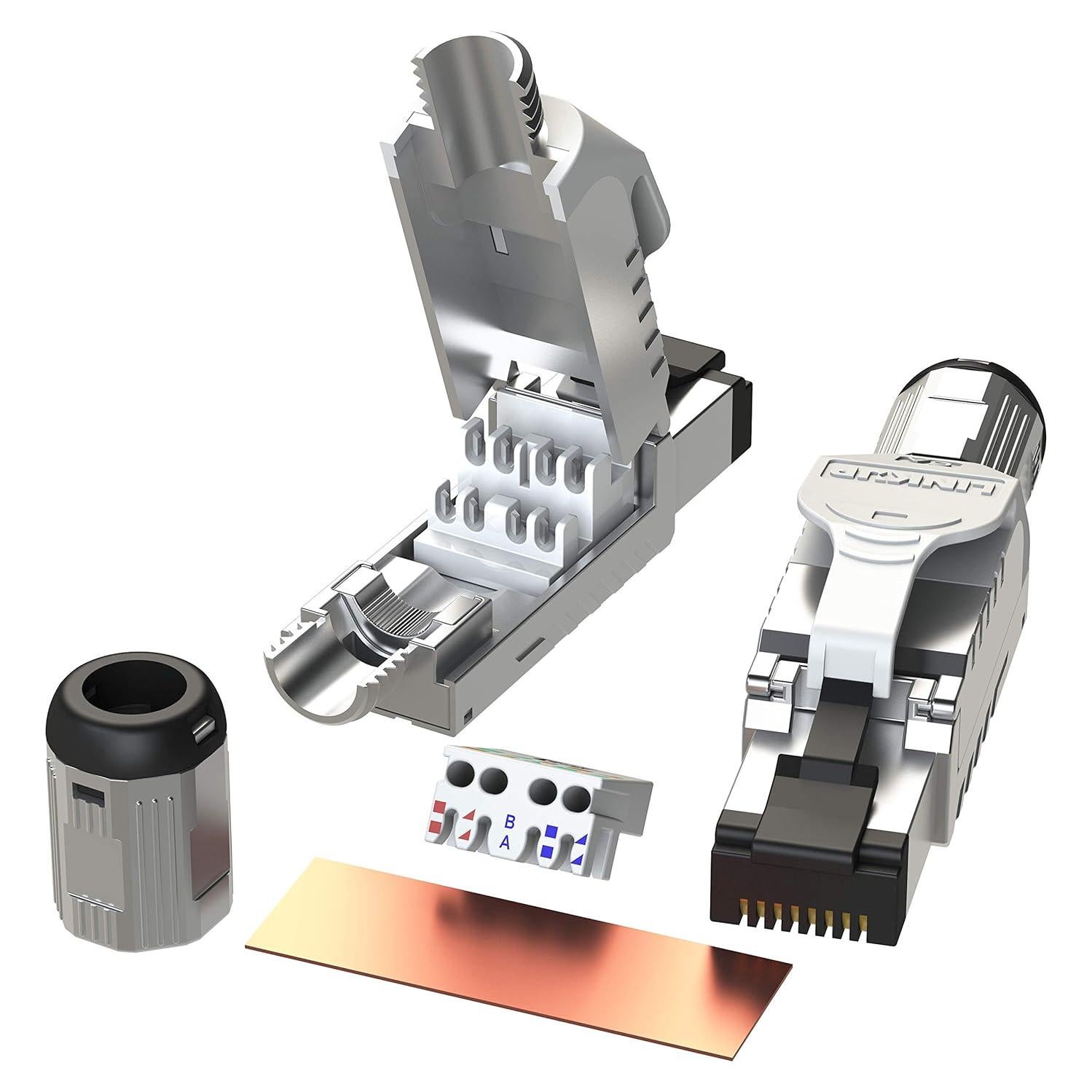 Conectores RJ45 Cat6A LINKUP - Paquete de 6, 10G, Blanco