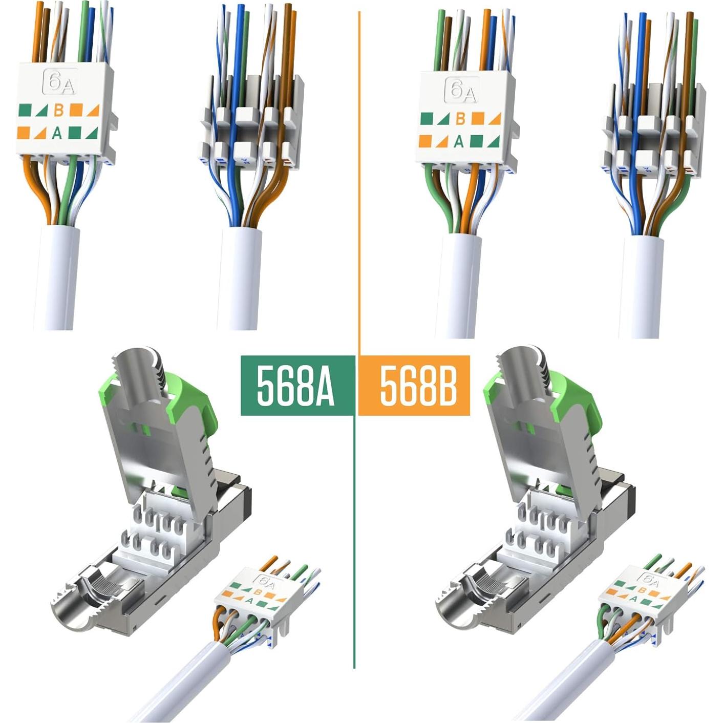 Conectores RJ45 Cat6A LINKUP - Paquete de 6, 10G, Blanco