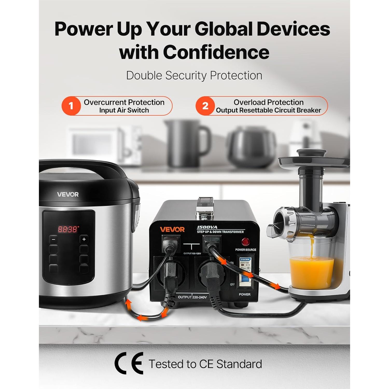 Transformador Convertidor de Voltaje VEVOR 1500VA Paso Arriba/Abajo