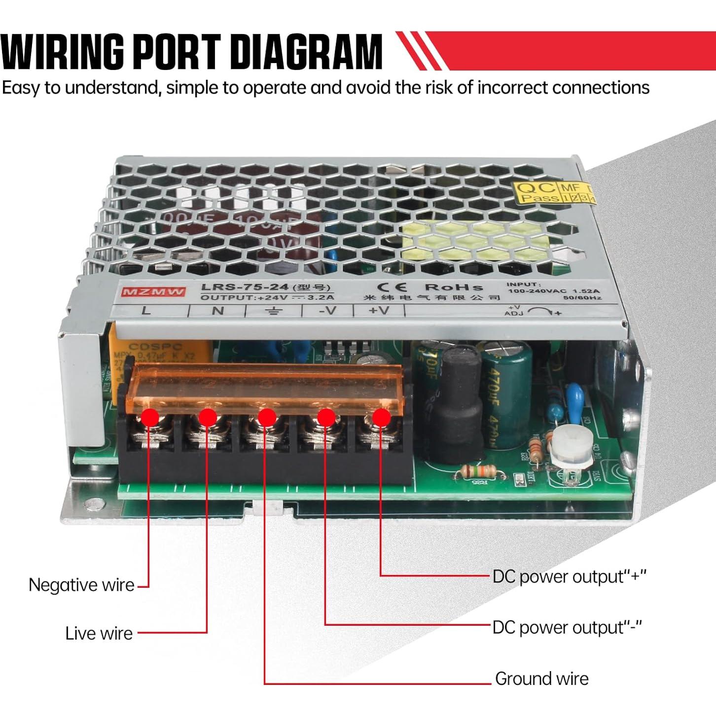 Fuente de Alimentación 75W 24V DC CNCTOPBAOS Adaptador