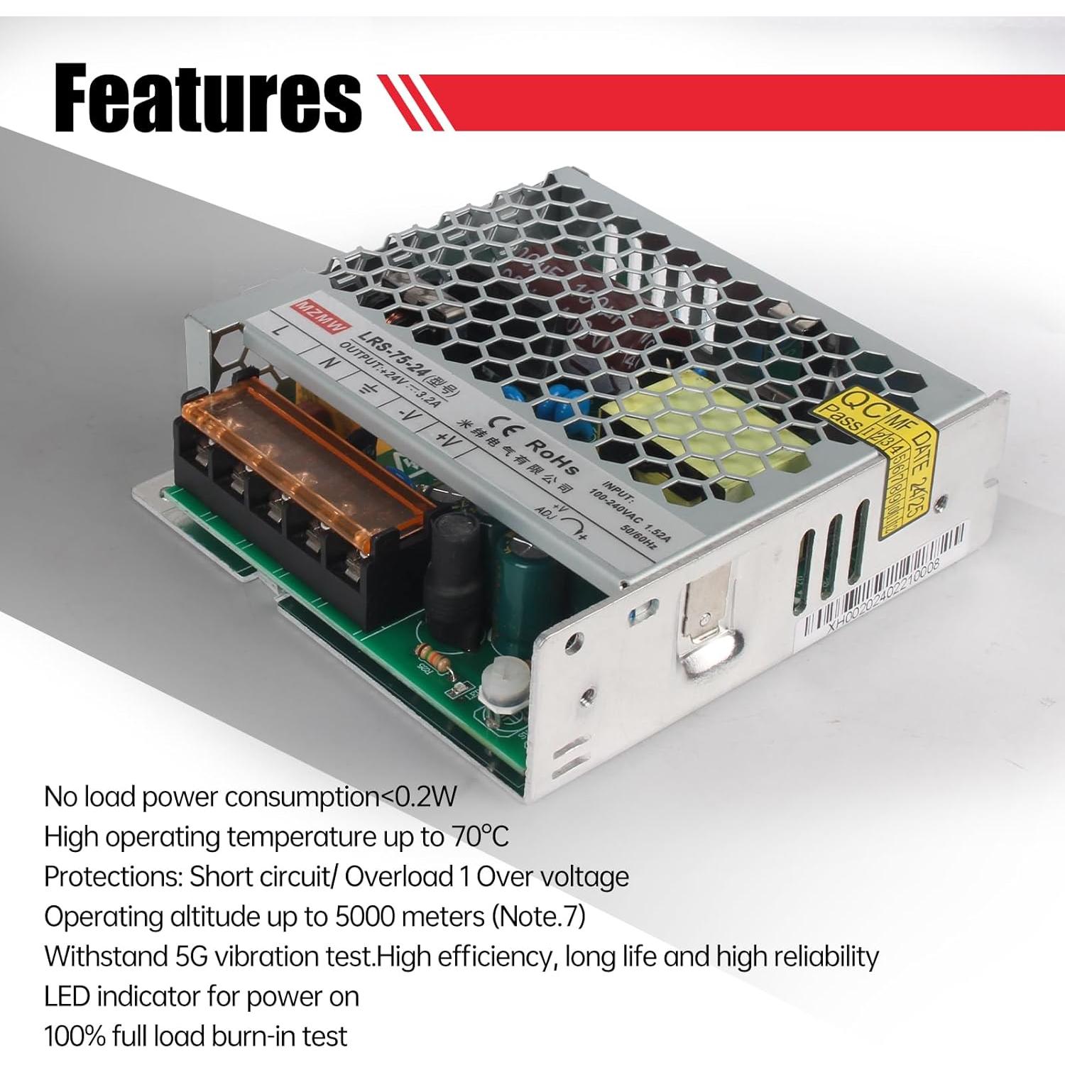 Fuente de Alimentación 75W 24V DC CNCTOPBAOS Adaptador