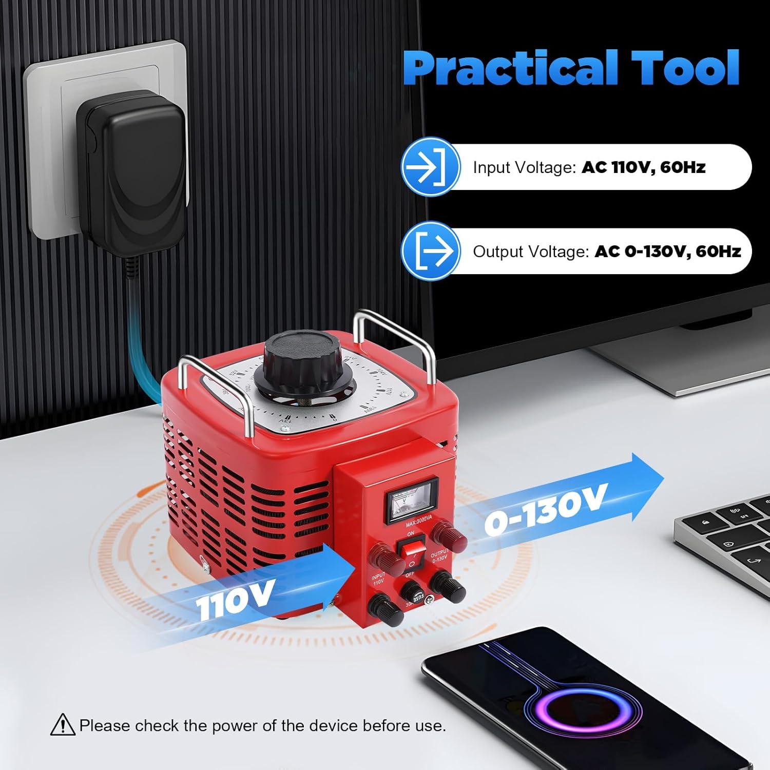 Transformador Variac 3000W TDGC-3KVA Regulador Voltaje 0-130V