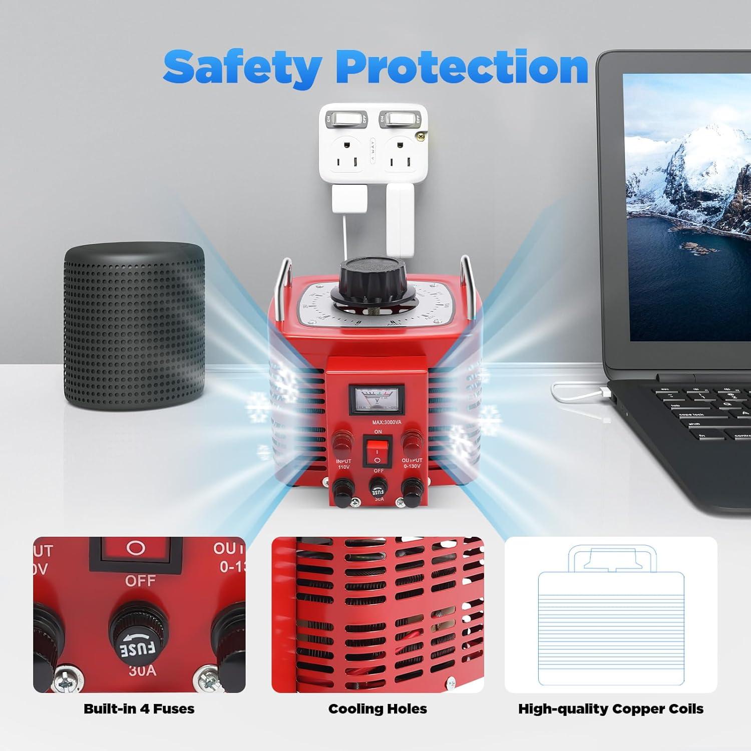 Transformador Variac 3000W TDGC-3KVA Regulador Voltaje 0-130V