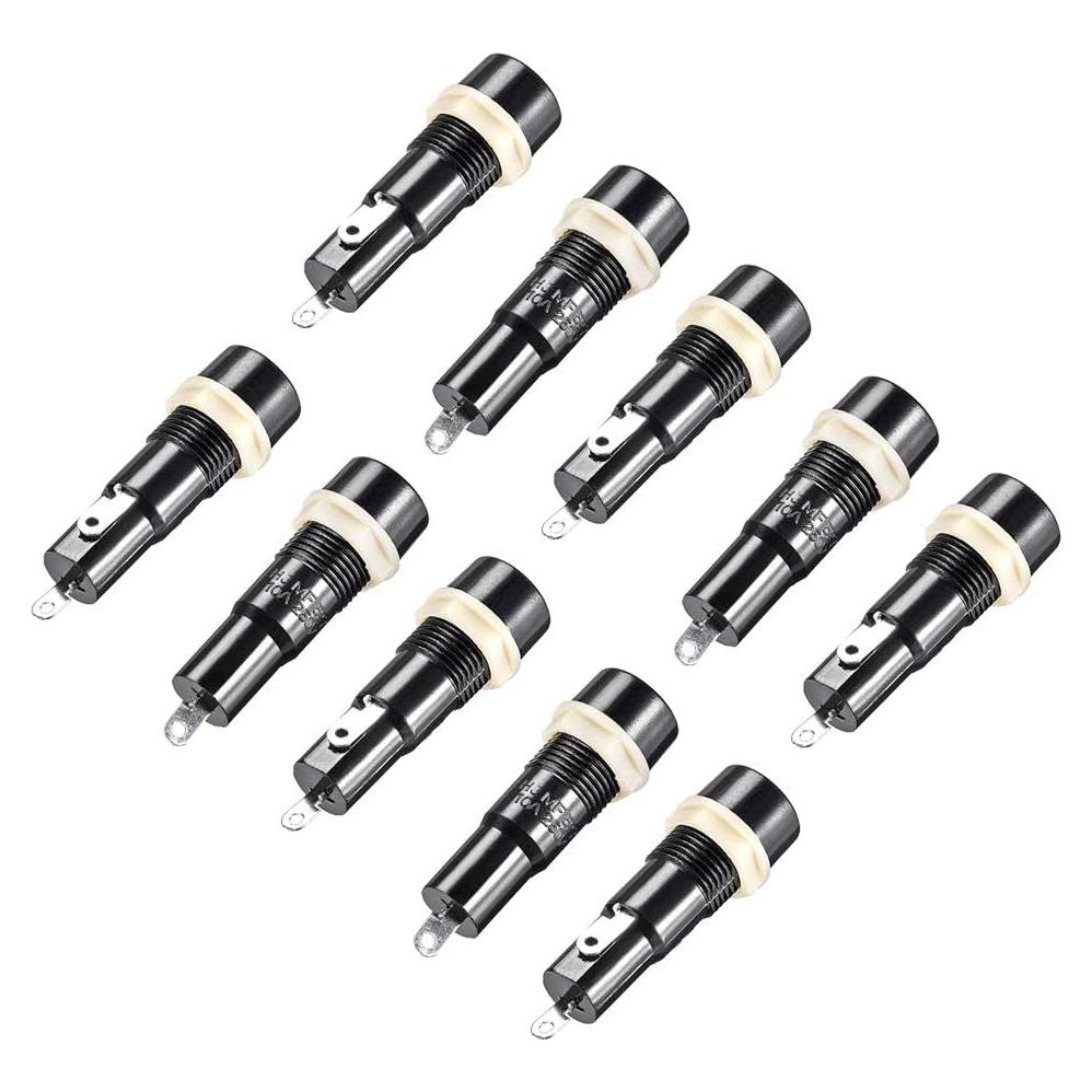 Soporte de Fusible Montado en Panel uxcell 5x20mm AC 250V 10A 10Pcs