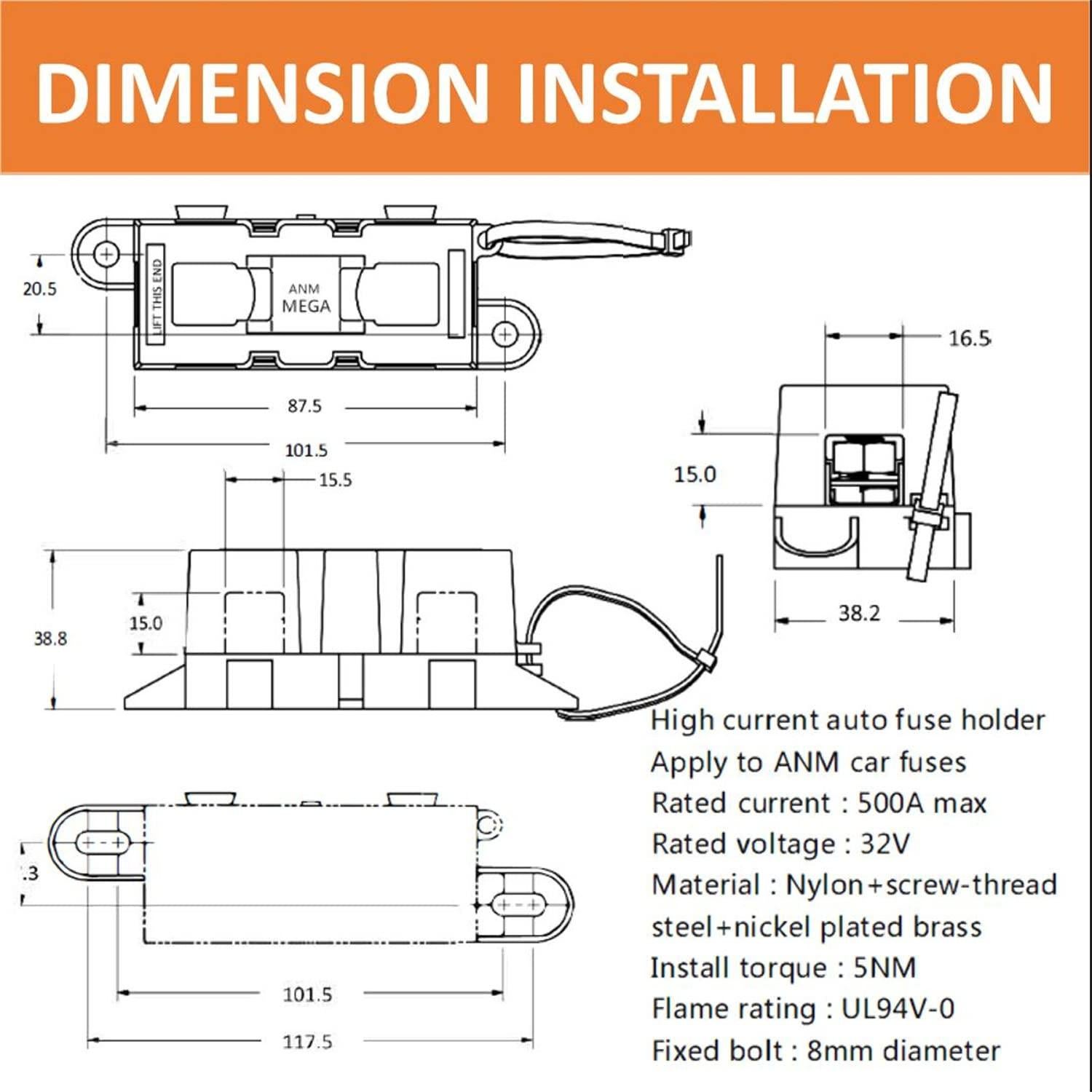 Soporte de Fusible Mega HUAREW - Paquete de 2 Unidades