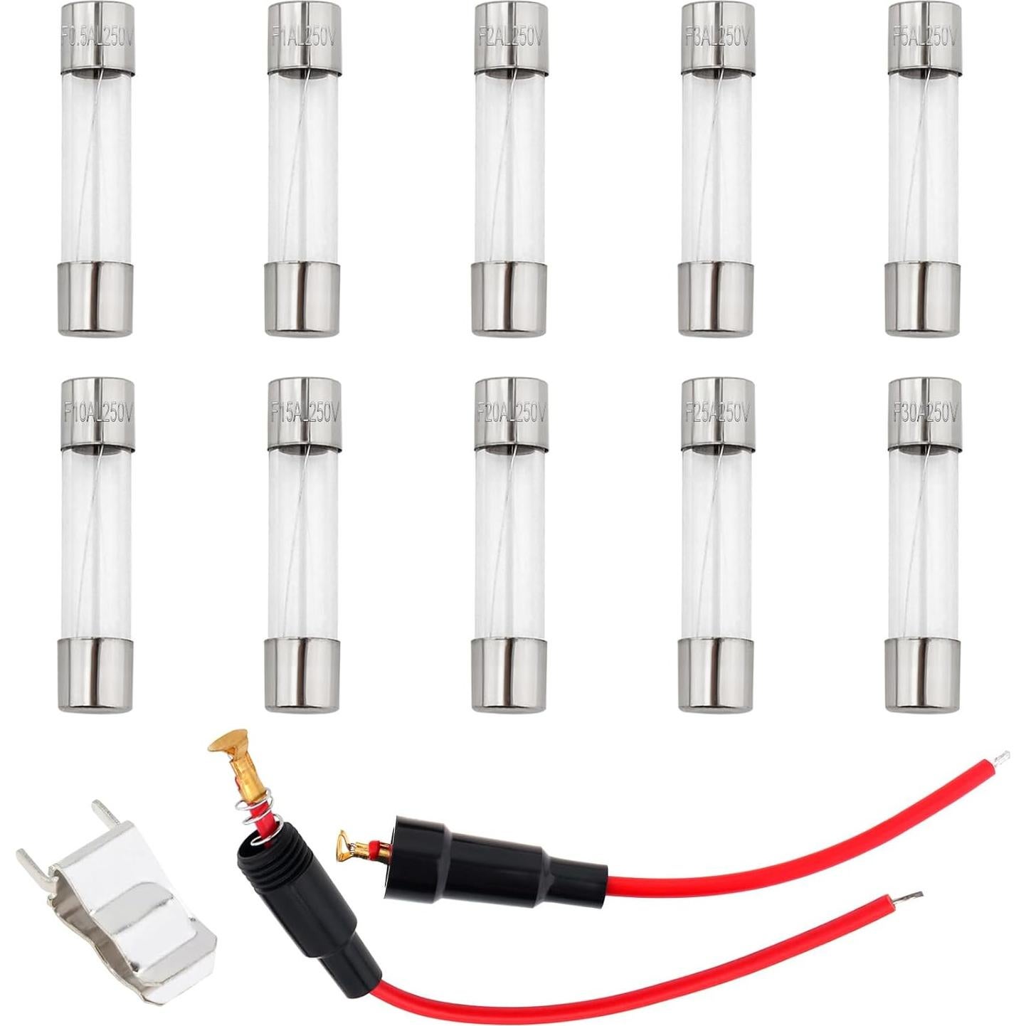 Kit de Fusibles de Vidrio 6x30mm DiGiYes 100pcs 250V 0.5A-30A