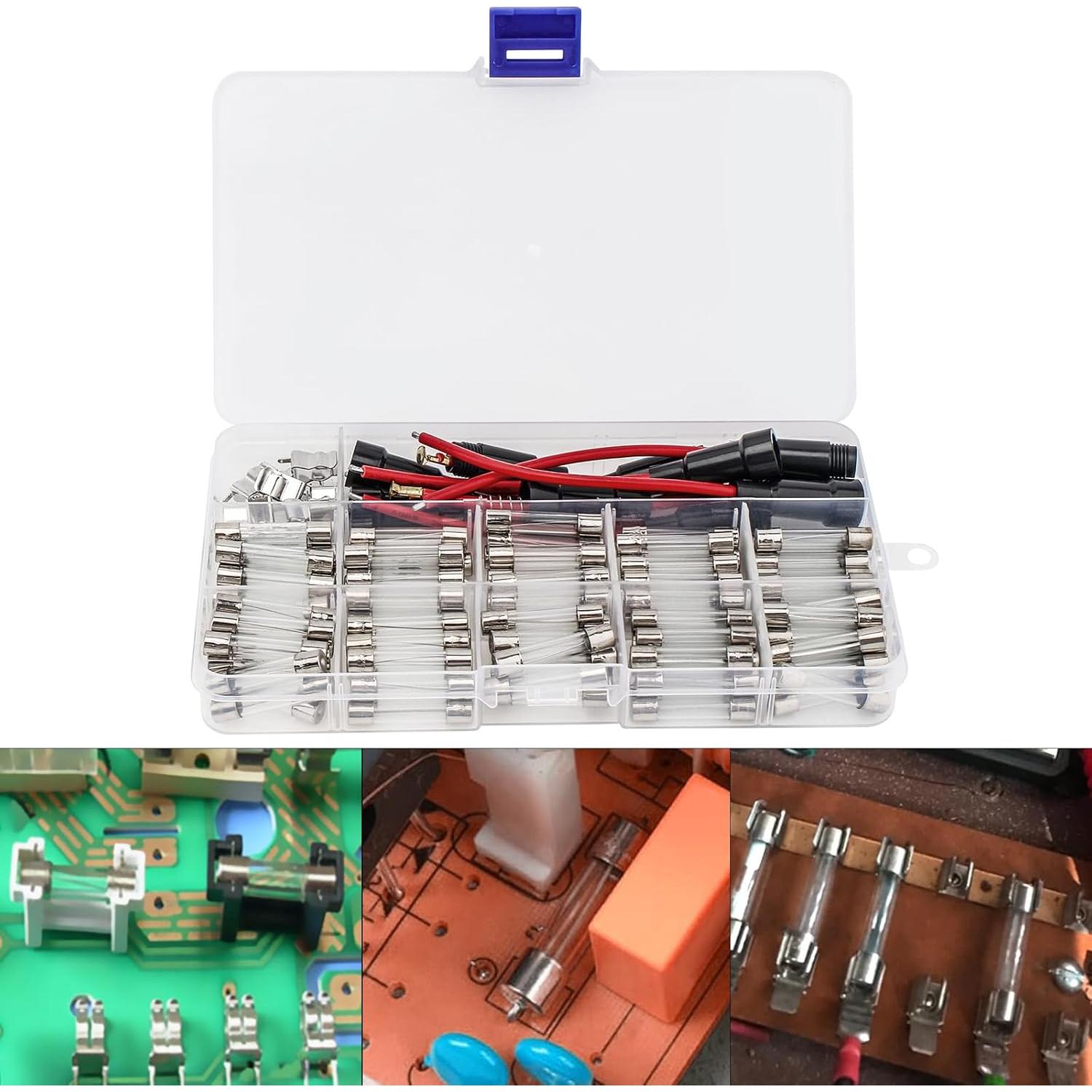 Kit de Fusibles de Vidrio 6x30mm DiGiYes 100pcs 250V 0.5A-30A