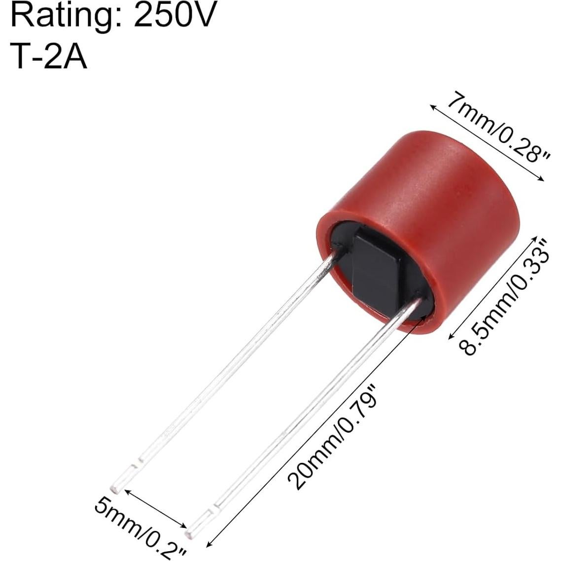 Fusibles de Retardo Lento uxcell T-2A 250V Miniatura 10 Pcs