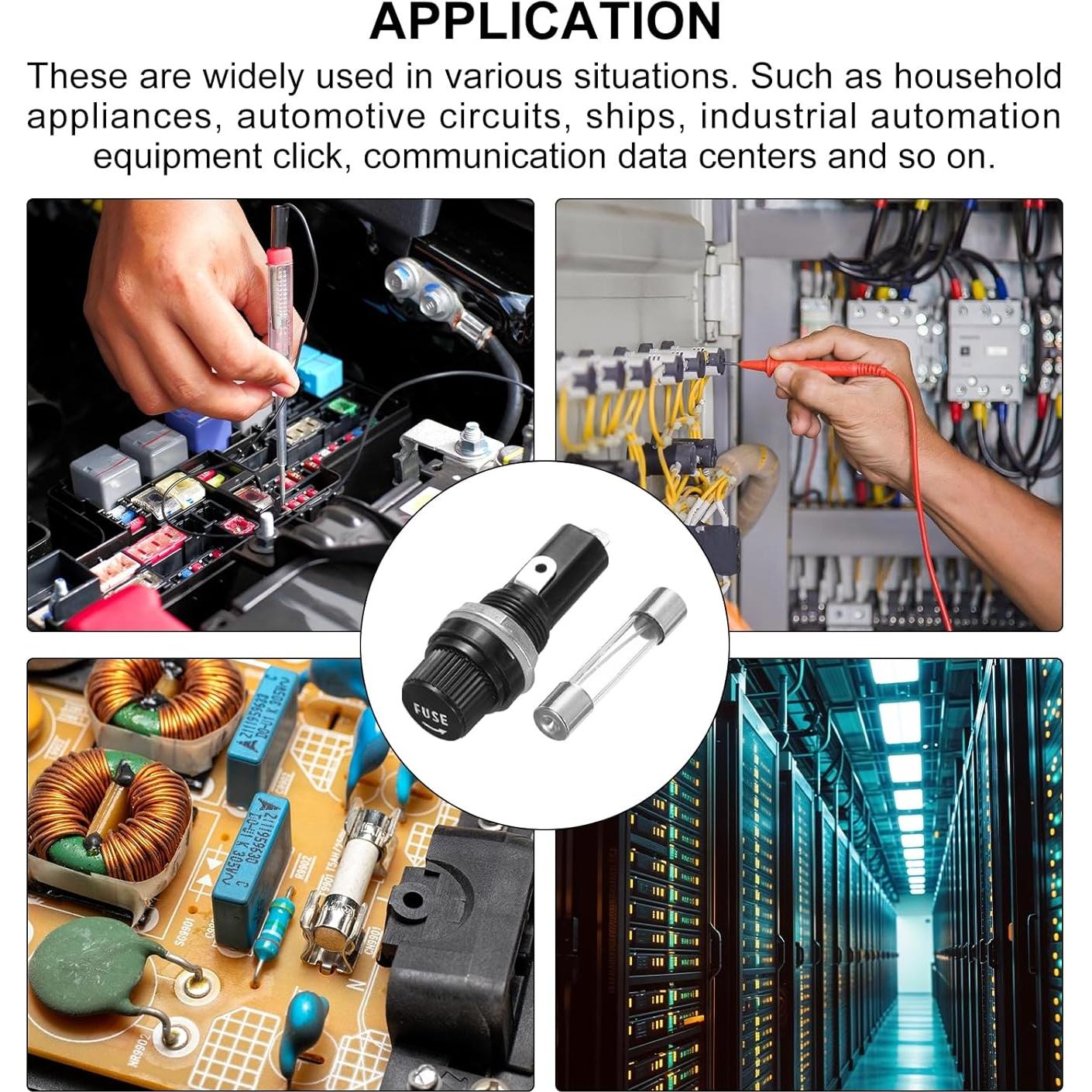 Soportes de Fusibles Montados en Panel uxcell 20A 250V 10 Pcs