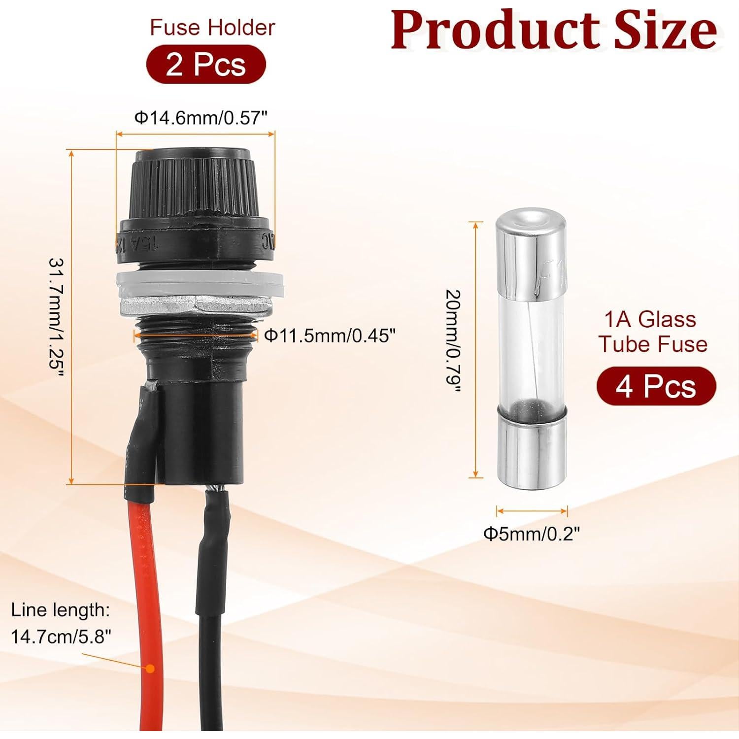 Soporte de Fusible Montaje en Panel MECCANIXITY 1A 5x20mm