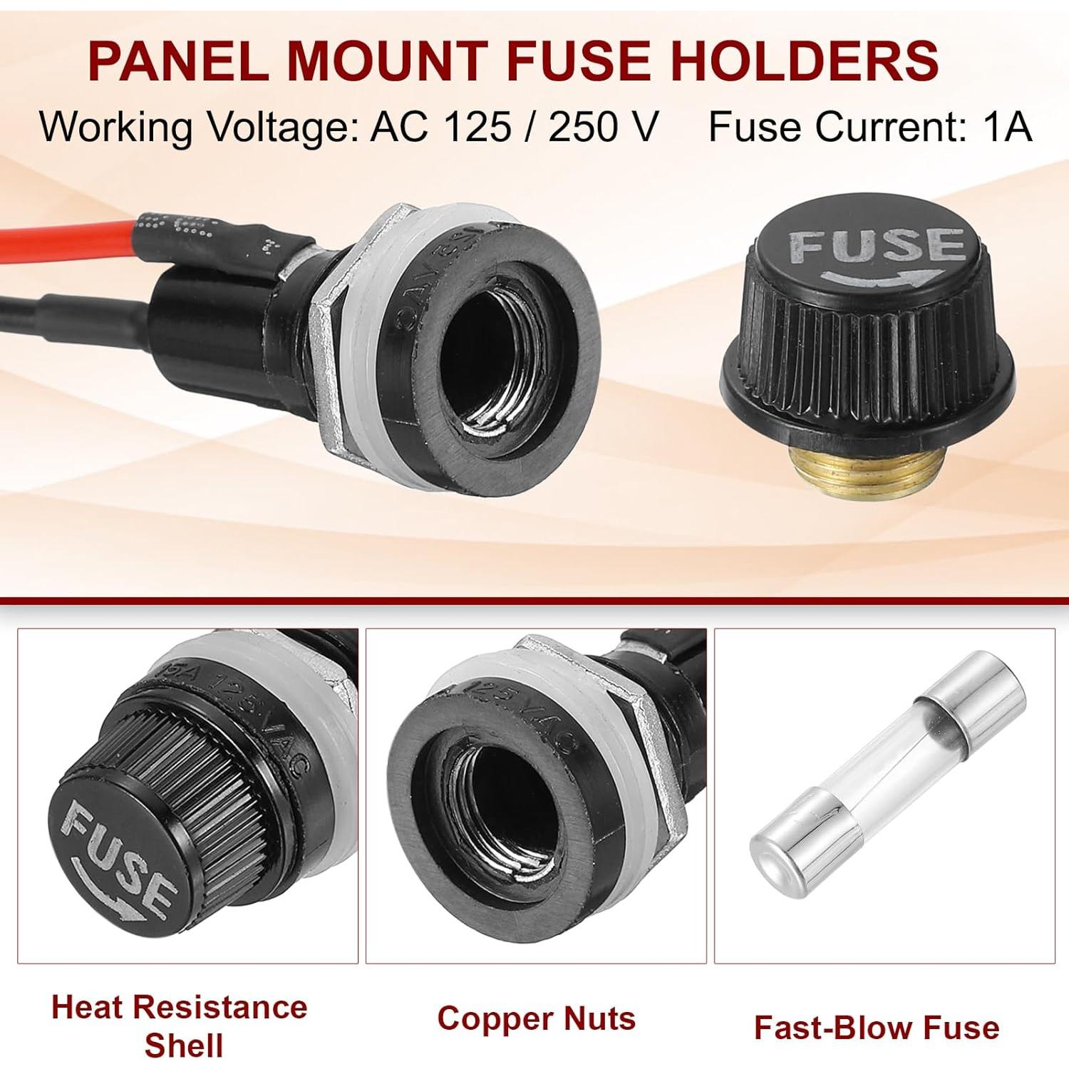 Soporte de Fusible Montaje en Panel MECCANIXITY 1A 5x20mm