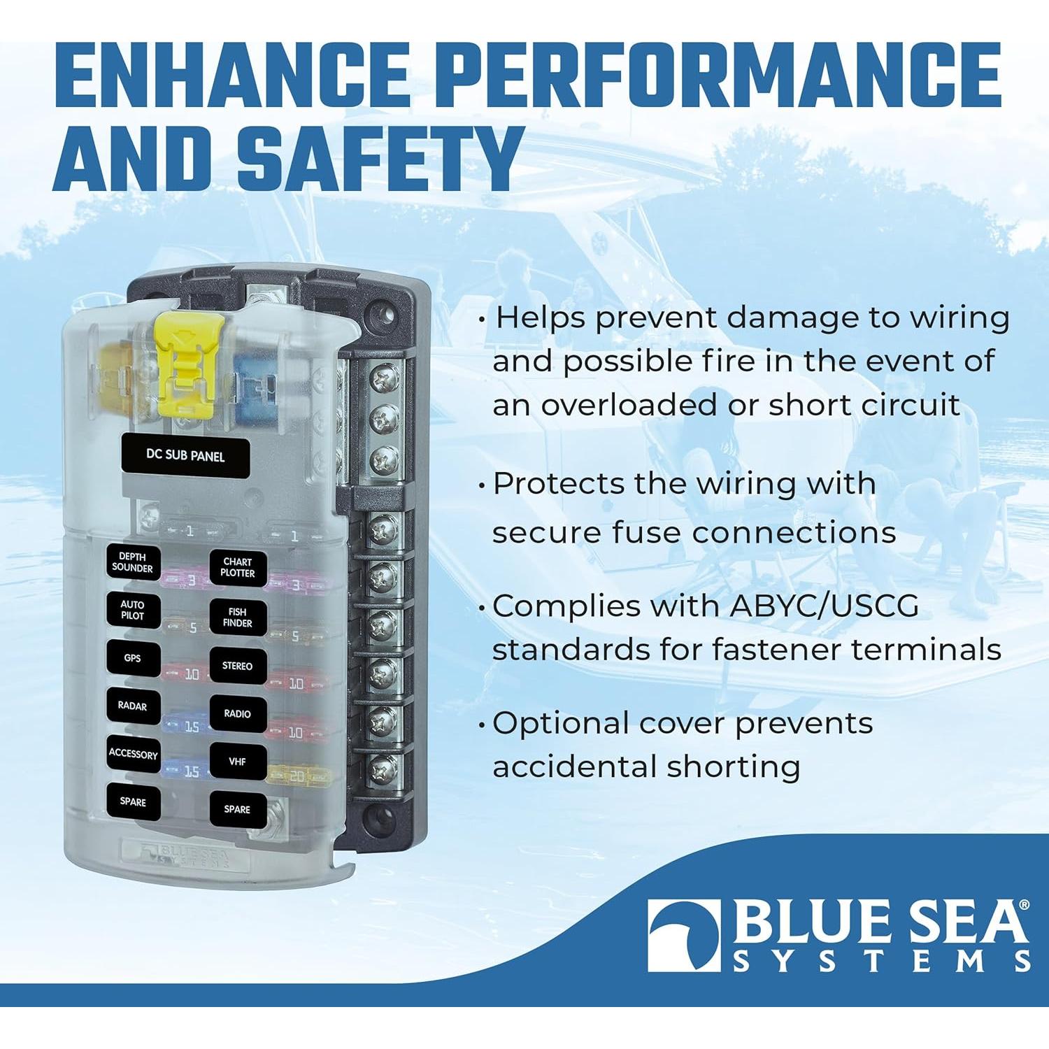 Bloque de Fusibles Blue Sea Systems 5026 12 Circuitos 100A