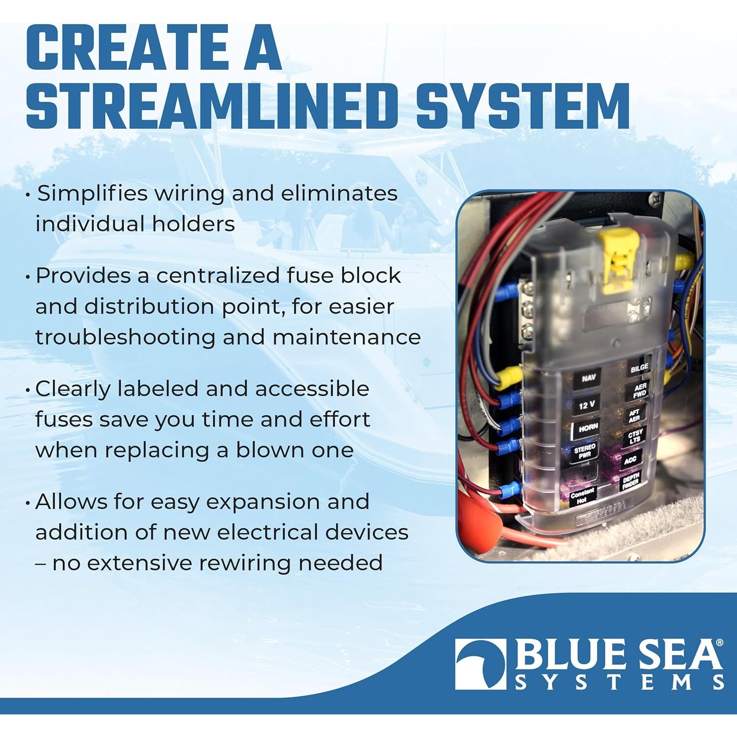 Bloque de Fusibles Blue Sea Systems 5026 12 Circuitos 100A