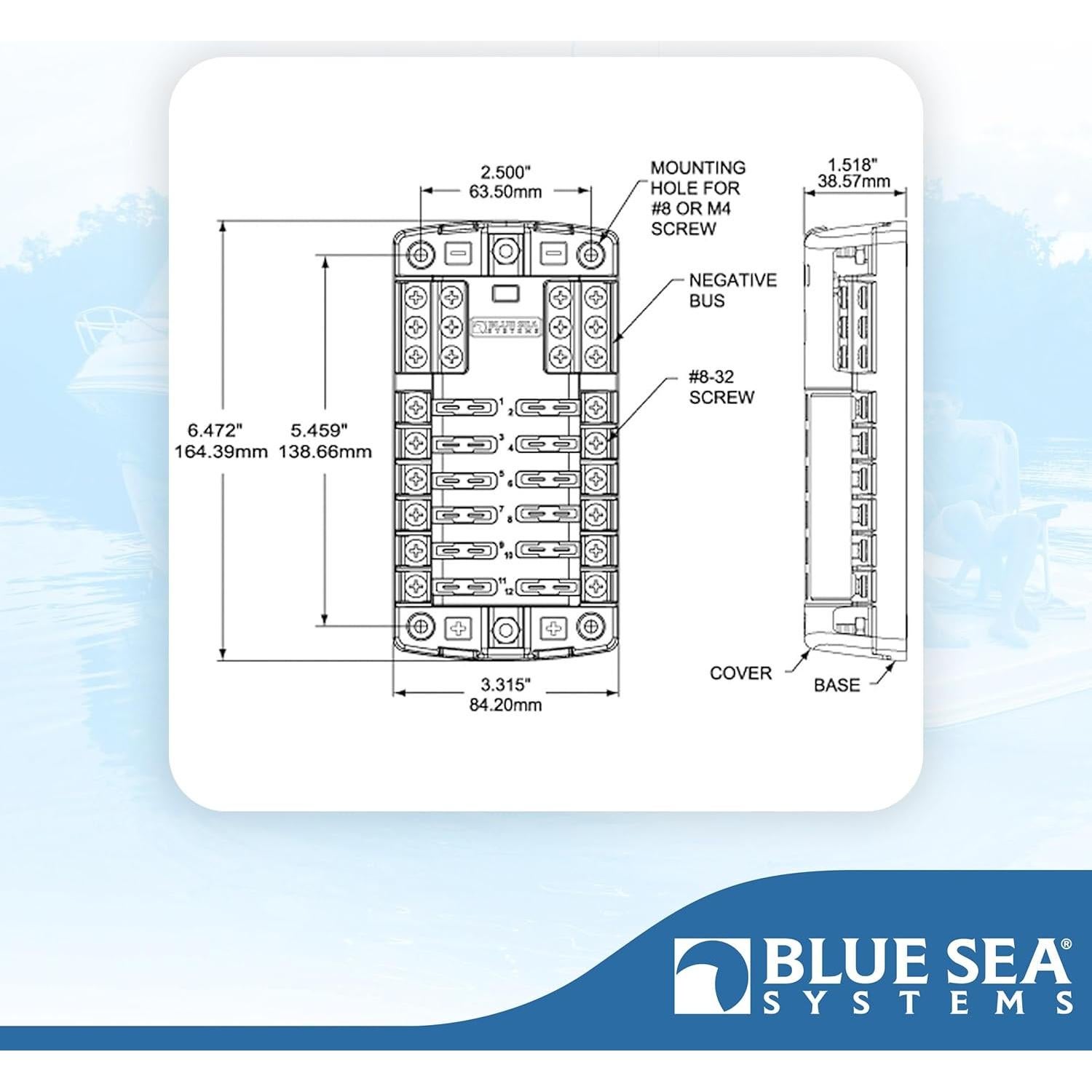 Bloque de Fusibles Blue Sea Systems 5026 12 Circuitos 100A