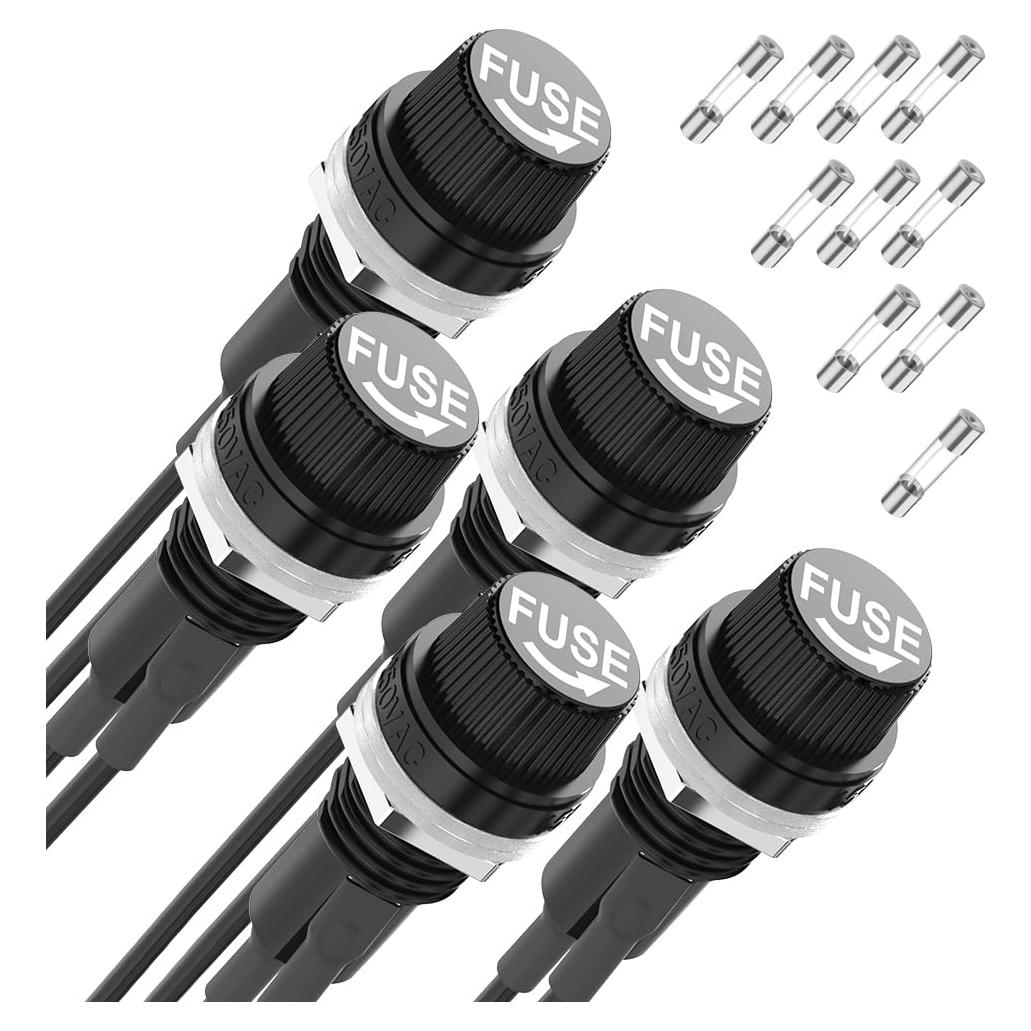 Portafusible 5x20mm Malictele con Cables Pre-soldados - Paquete de 5