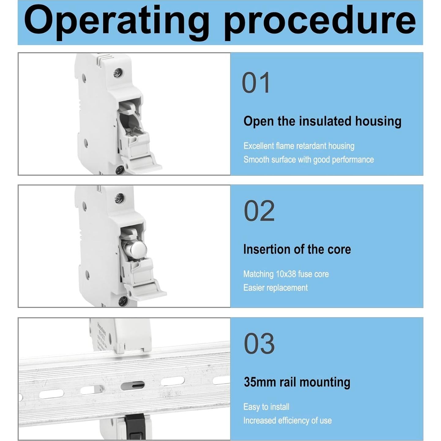 Soporte de Fusible Solar Heschen RT18-32(X) 1000V 32A 1 Polo