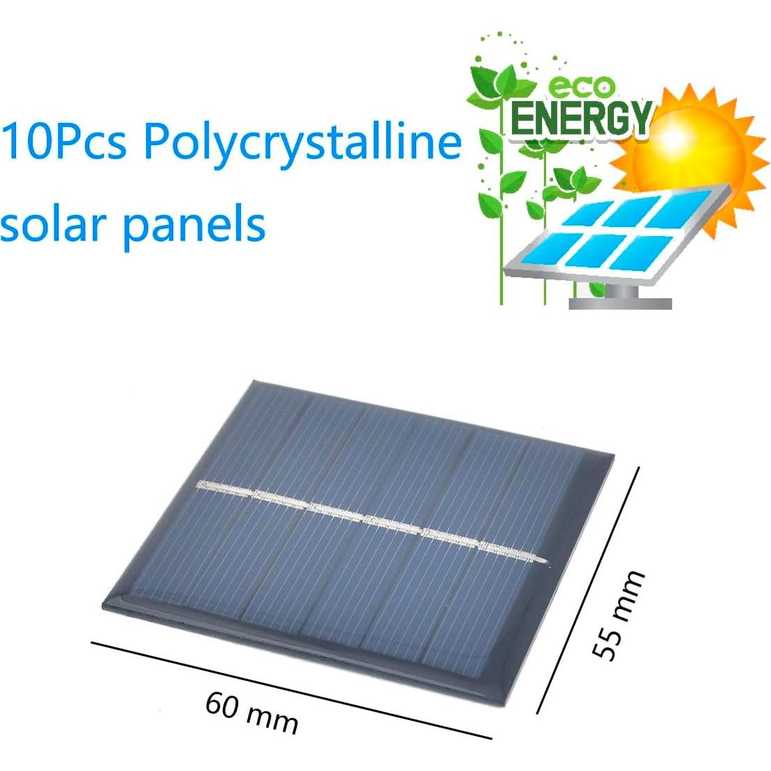 10 Paneles Solares Policristalinos 3V 150mA 60x55mm Ailejia