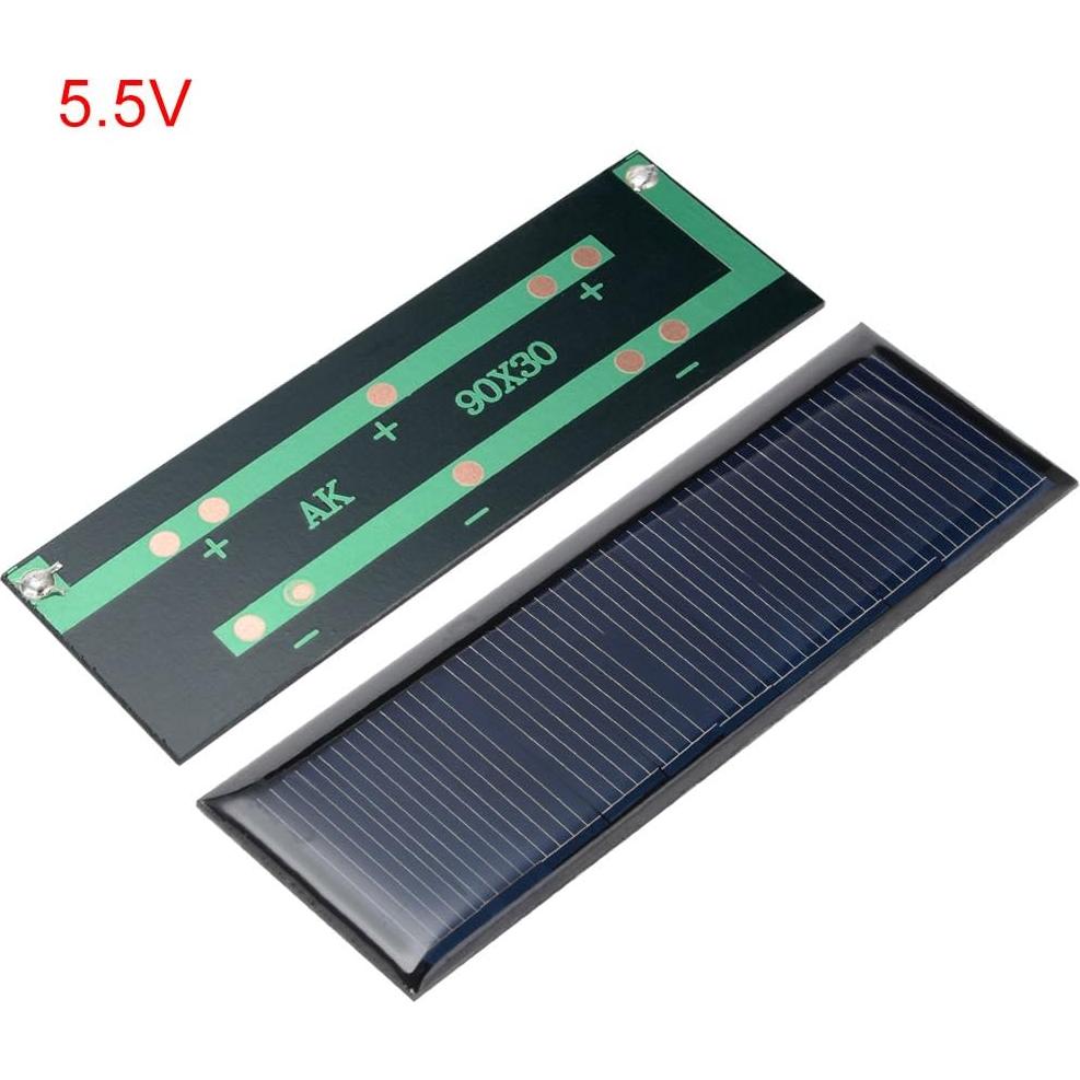 Panel Solar 5Pcs uxcell 5.5V 60mA Poliéster 90mm x 30mm
