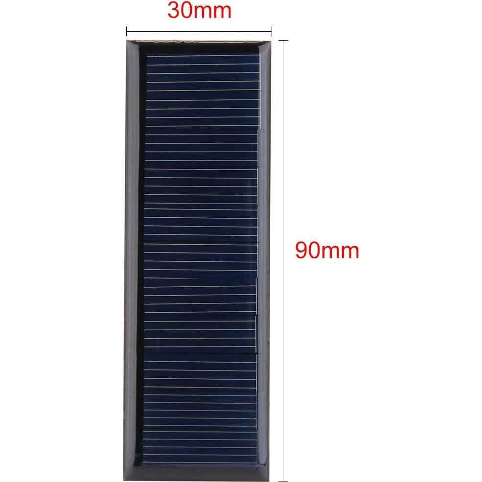 Panel Solar 5Pcs uxcell 5.5V 60mA Poliéster 90mm x 30mm