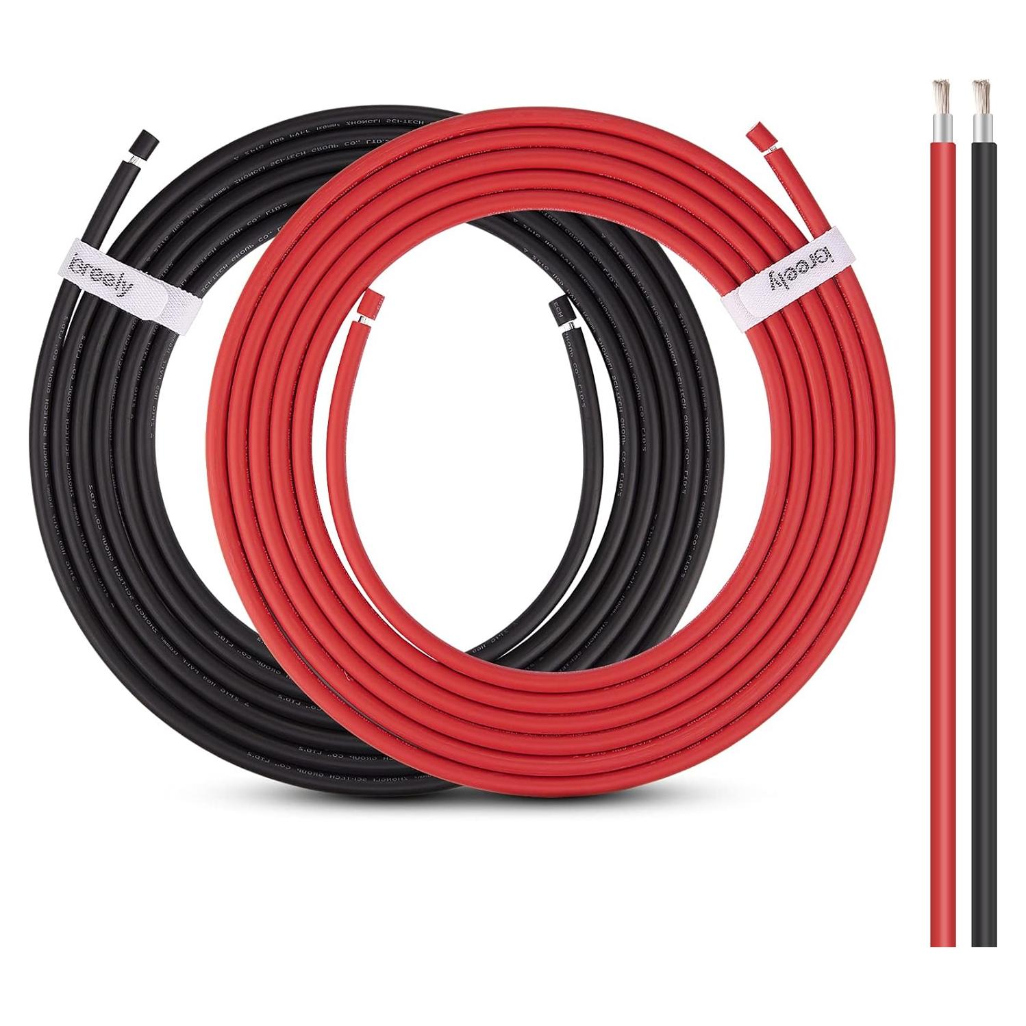Cable Solar 10 AWG iGreely 30 pies Negro y Rojo Cobre Estañado